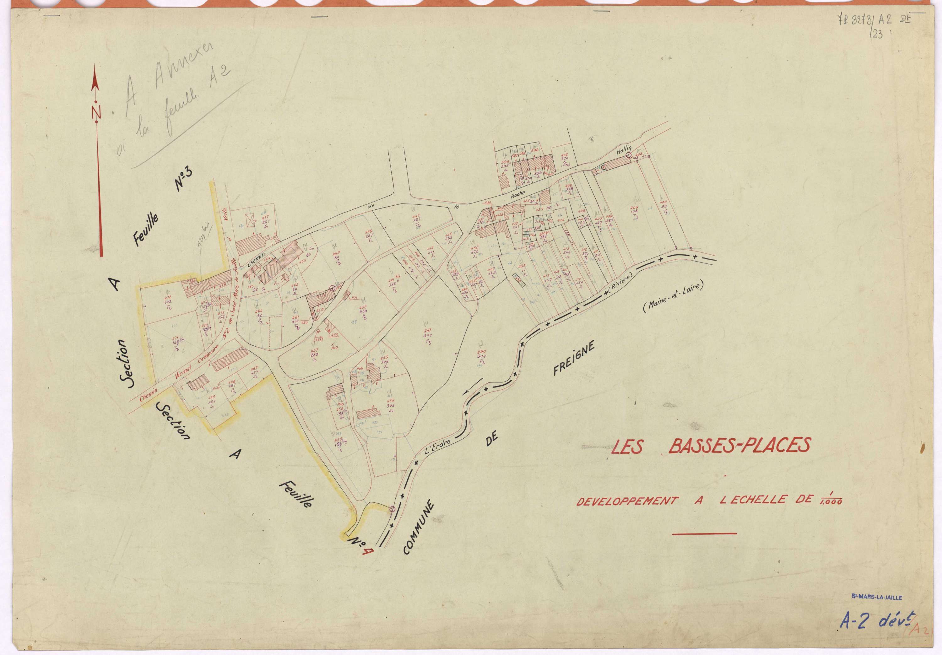Saint-Mars-la-Jaille - Section A2 (développement) Basses-Places (section des) ; 188-485 ; développement du village des Basses-Places