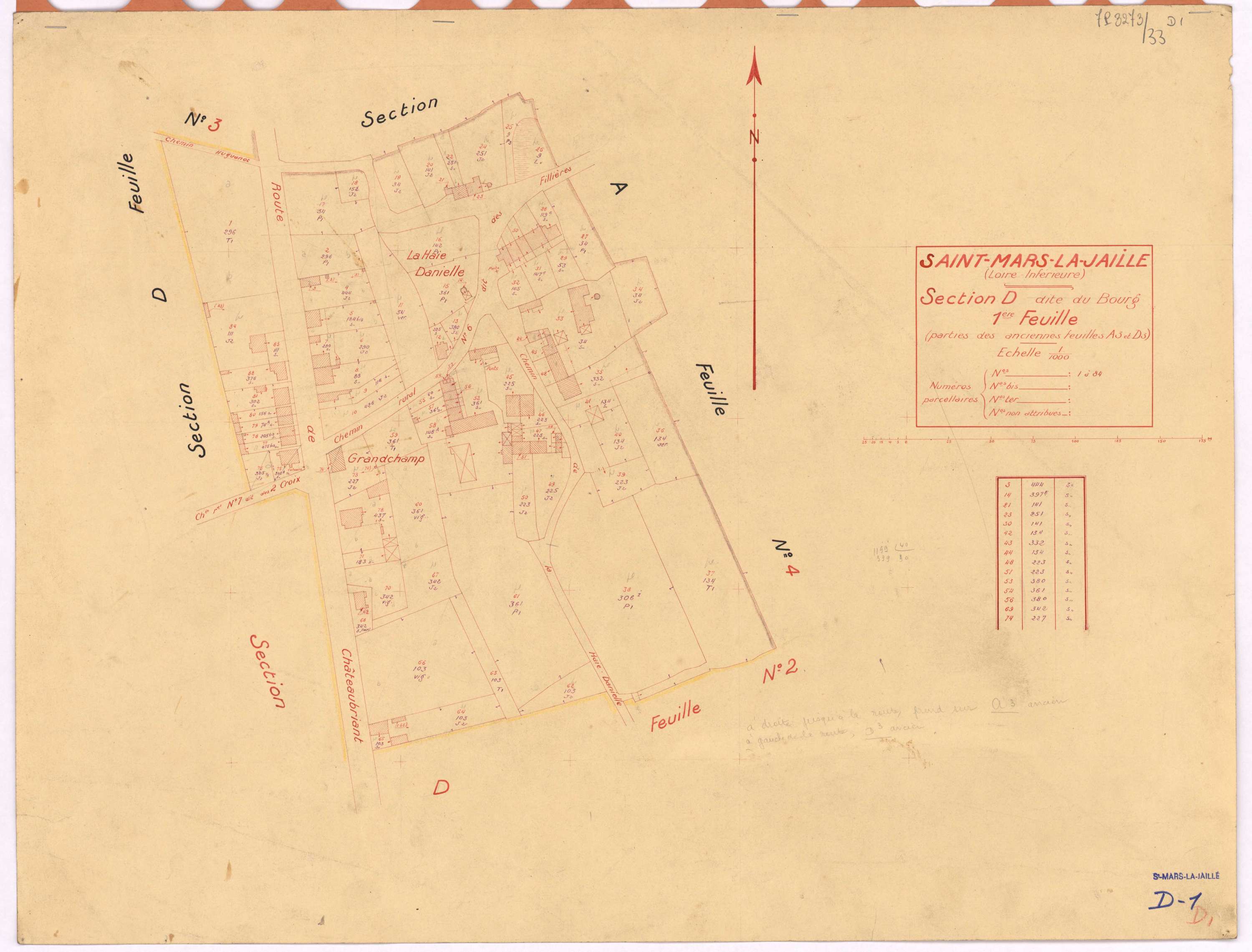 Saint-Mars-la-Jaille - Section D1 Bourg (section du) ; 1-84