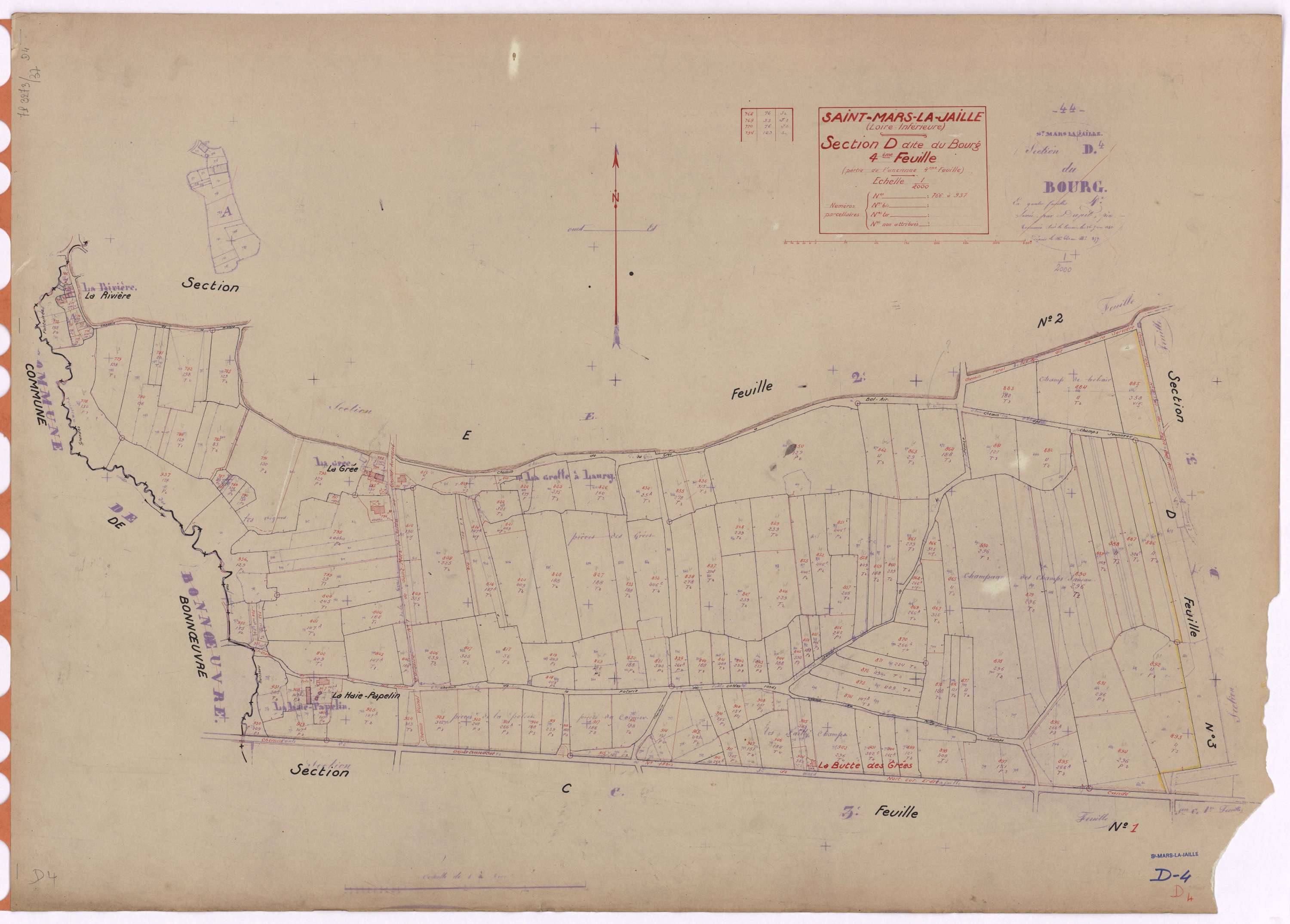 Saint-Mars-la-Jaille - Section D4 Bourg (section du) ; 766-937