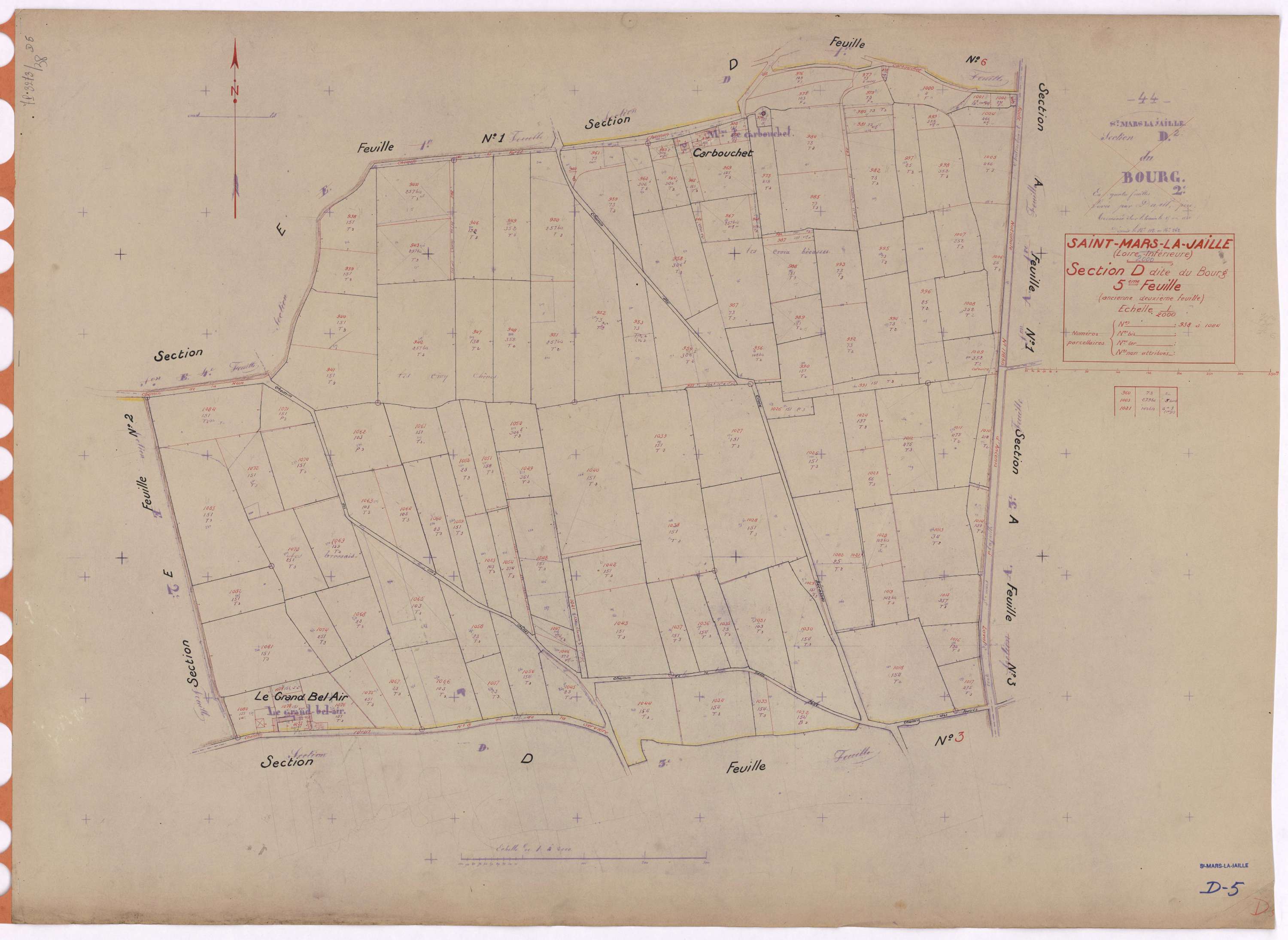 Saint-Mars-la-Jaille - Section D5 Bourg (section du) ; 938-1084