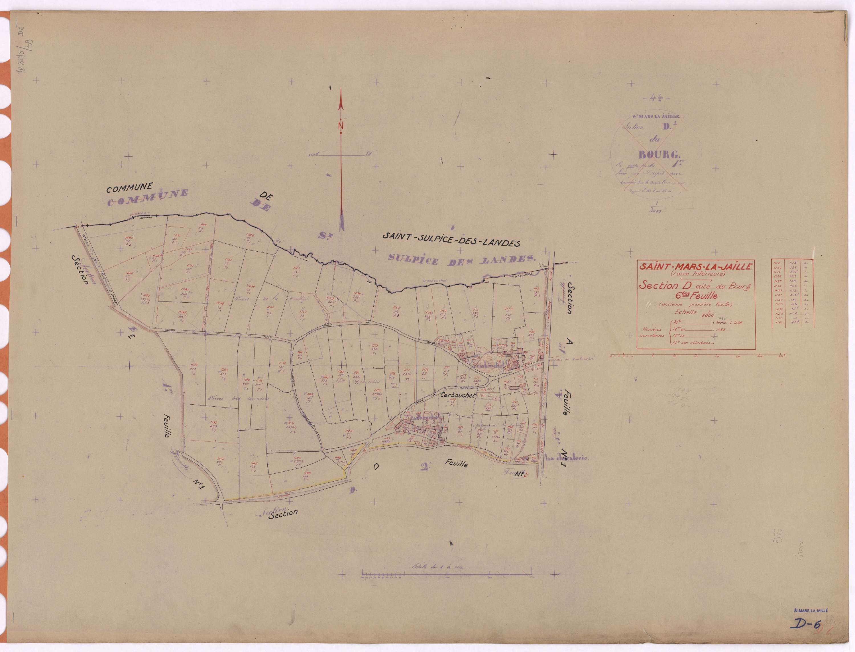Saint-Mars-la-Jaille - Section D6 Bourg (section du) ; 1085-1199