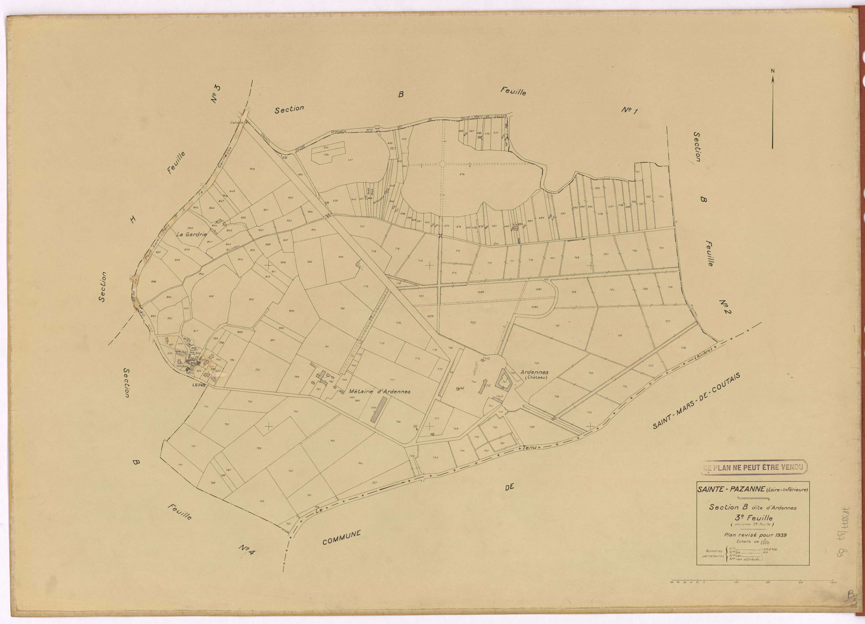 Sainte-Pazanne - Section B3 Ardennes (section d') ; 633-856