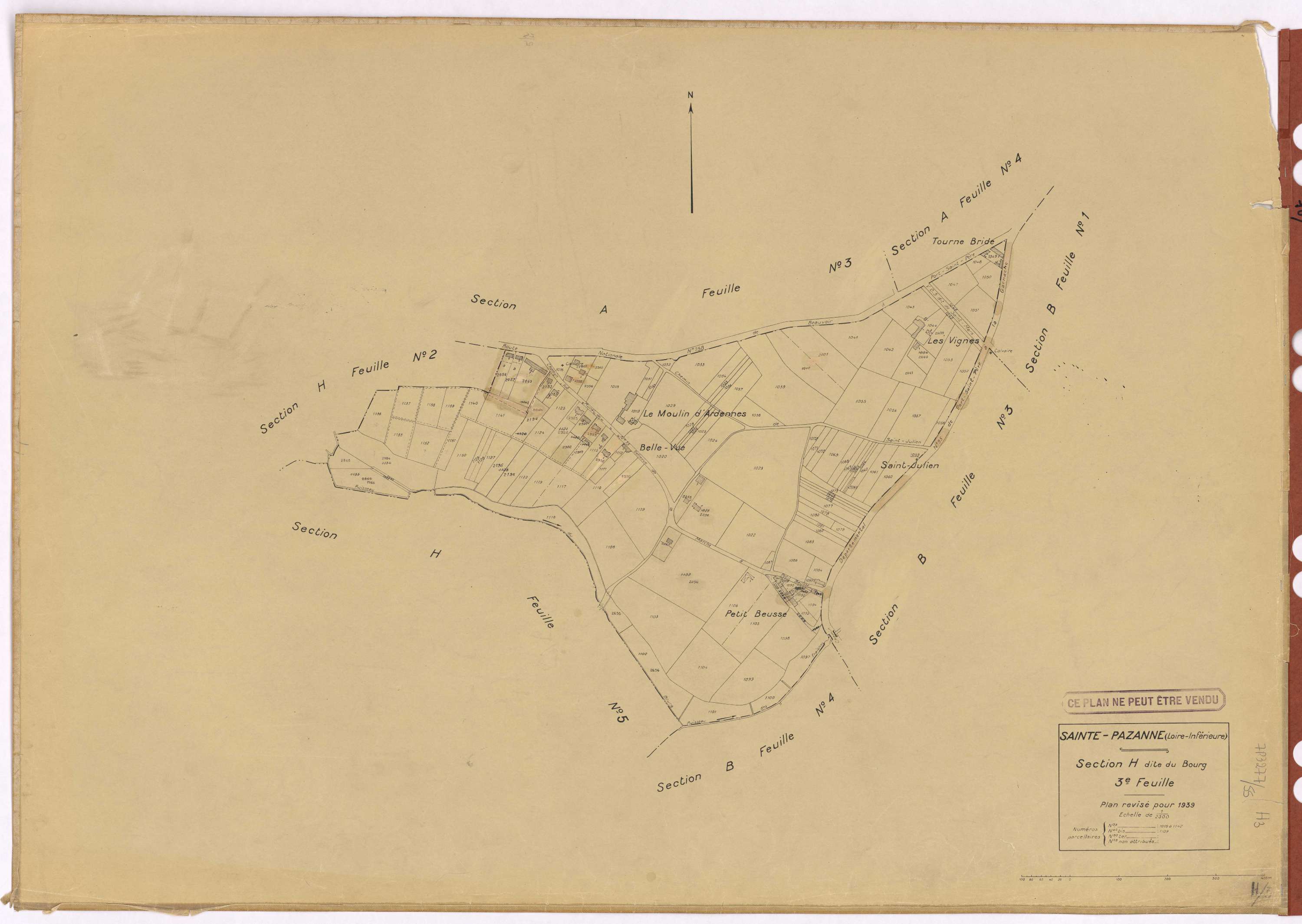 Sainte-Pazanne - Section H3 Bourg (section du) ; 1016-1142