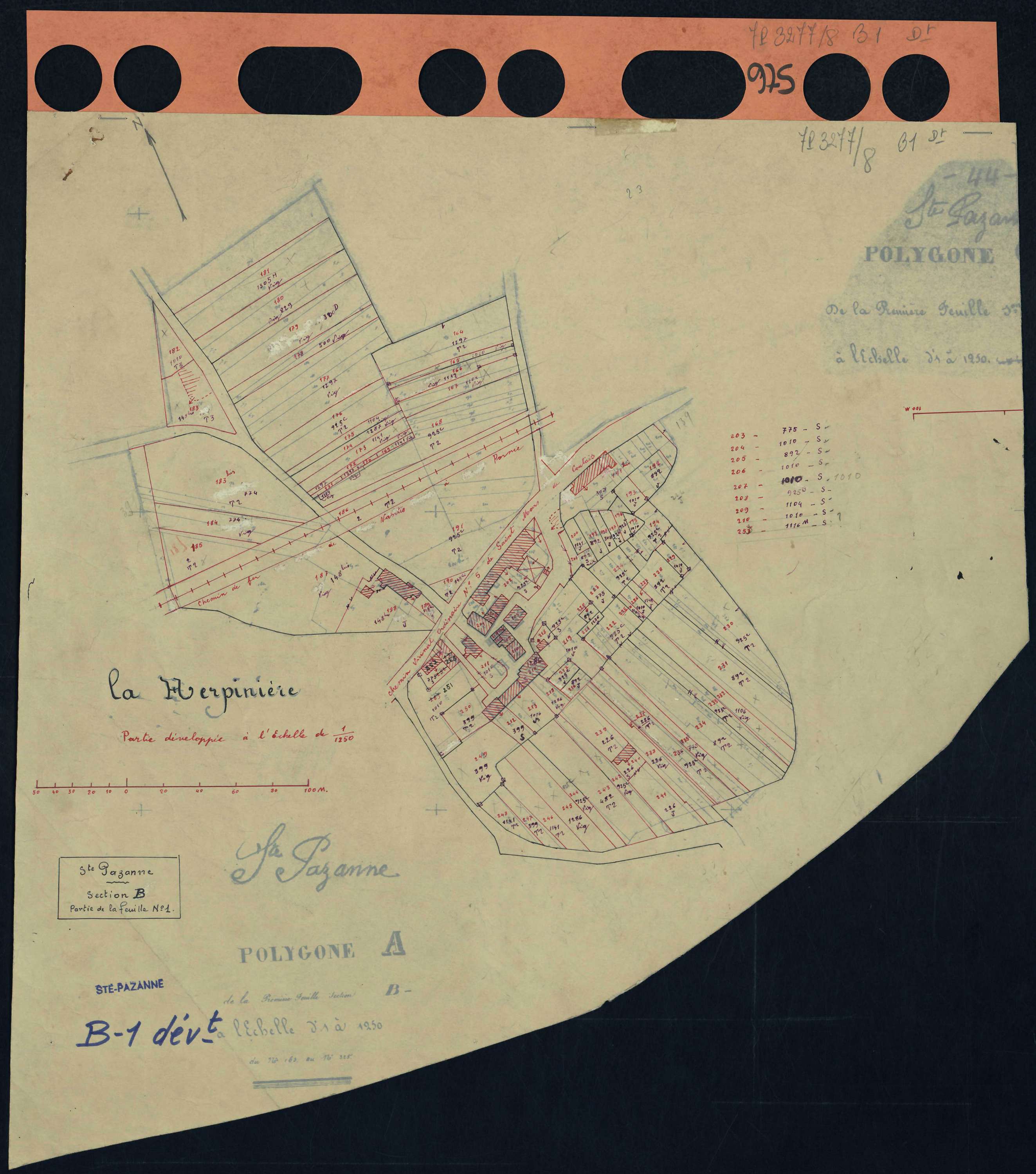 Sainte-Pazanne - Section B1 (développement) Ardennes (section d') . 1-468 . développement du village de La Herpinière