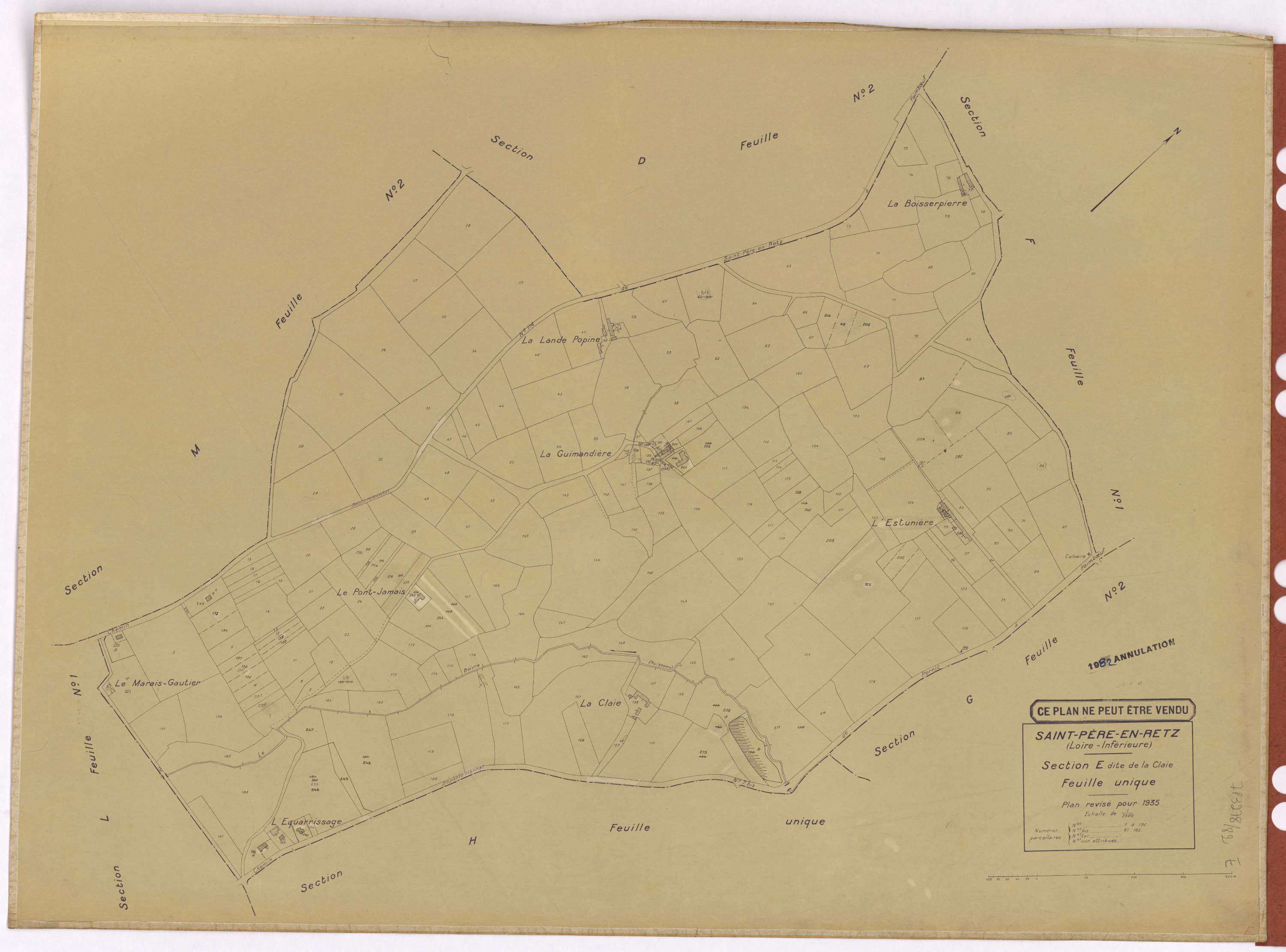 Saint-Père-en-Retz - Section E Claie (section de La) ; 1-192