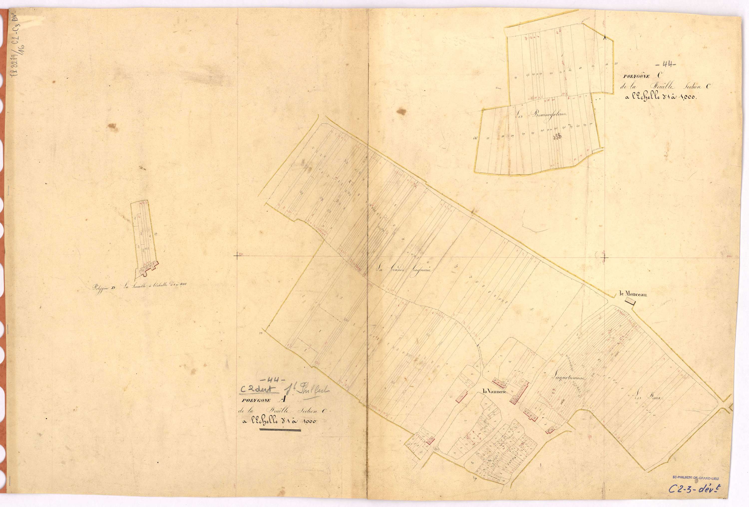 Saint-Philbert-de-Grand-Lieu - Section C2 C3 (développement) Monceau (section du) ; 136-653 ; 654-783 ; développement des villages de La Vannerie, de La Simaille et de diverses parcelles