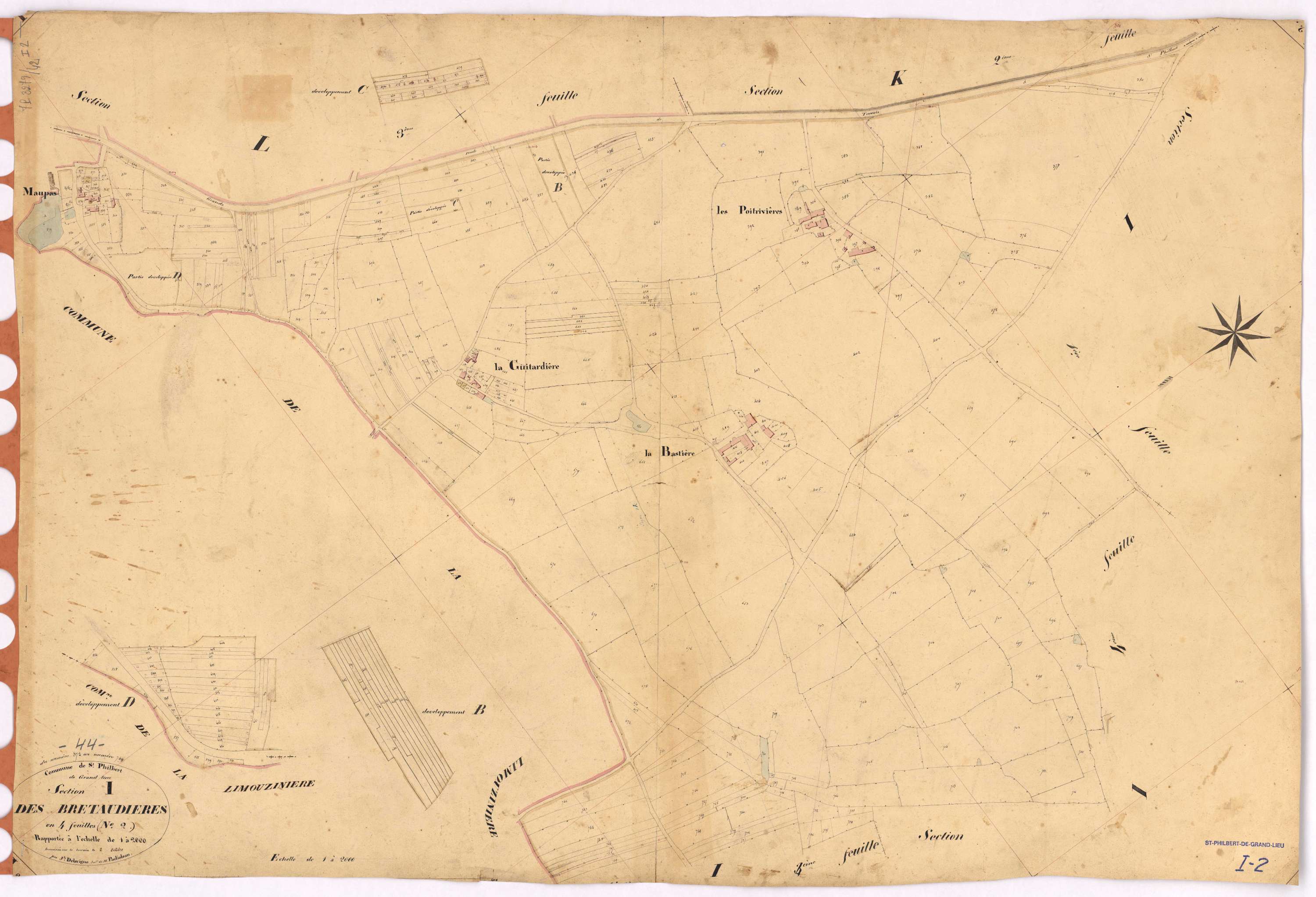 Saint-Philbert-de-Grand-Lieu - Section I2 Bretaudières (section des) ; 372-742