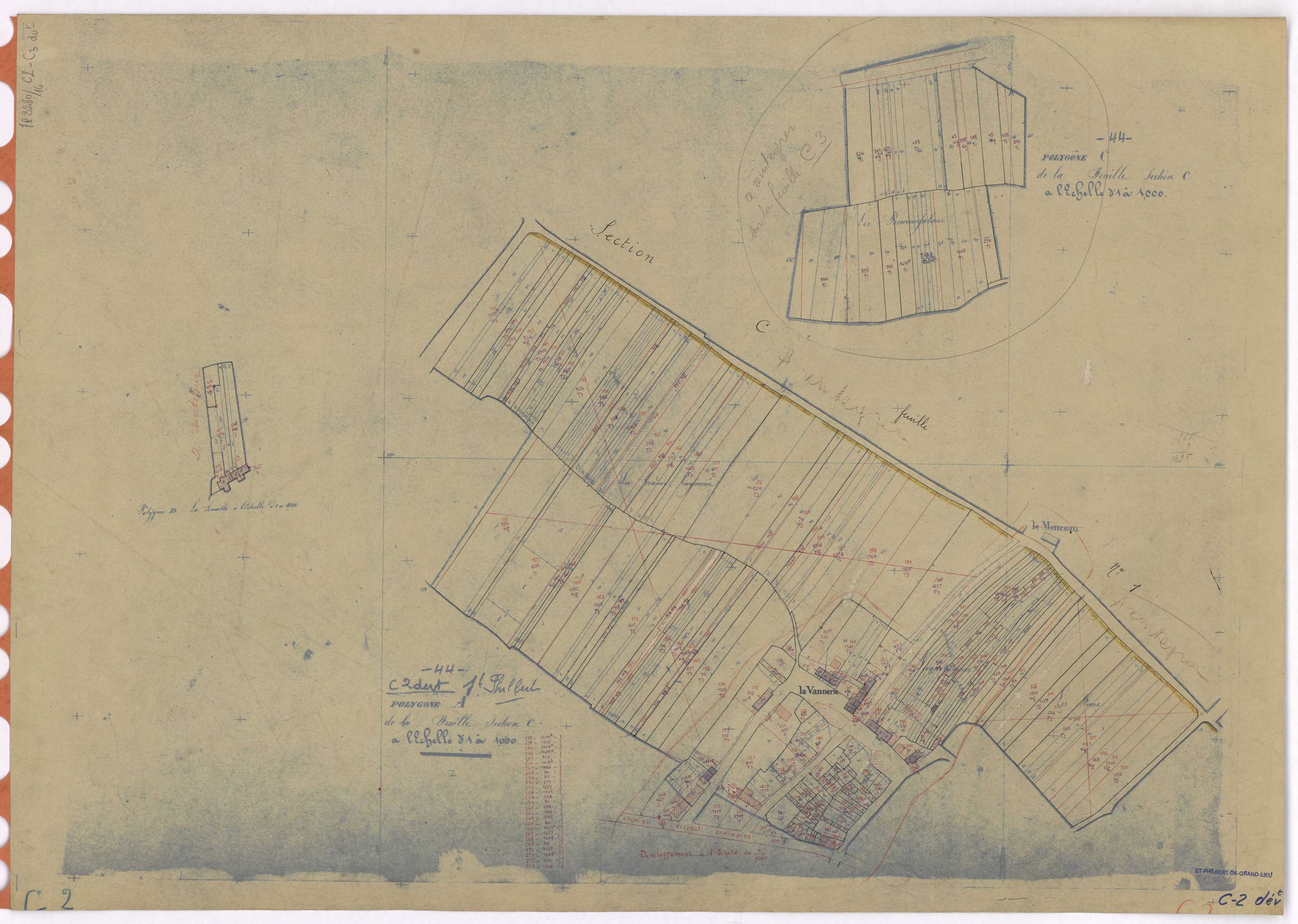 Saint-Philbert-de-Grand-Lieu - Section C2 C3 (développement) Monceau (section du) ; 126-524 ; 525-676 ; développement du village de La Vannerie et de diverses parcelles