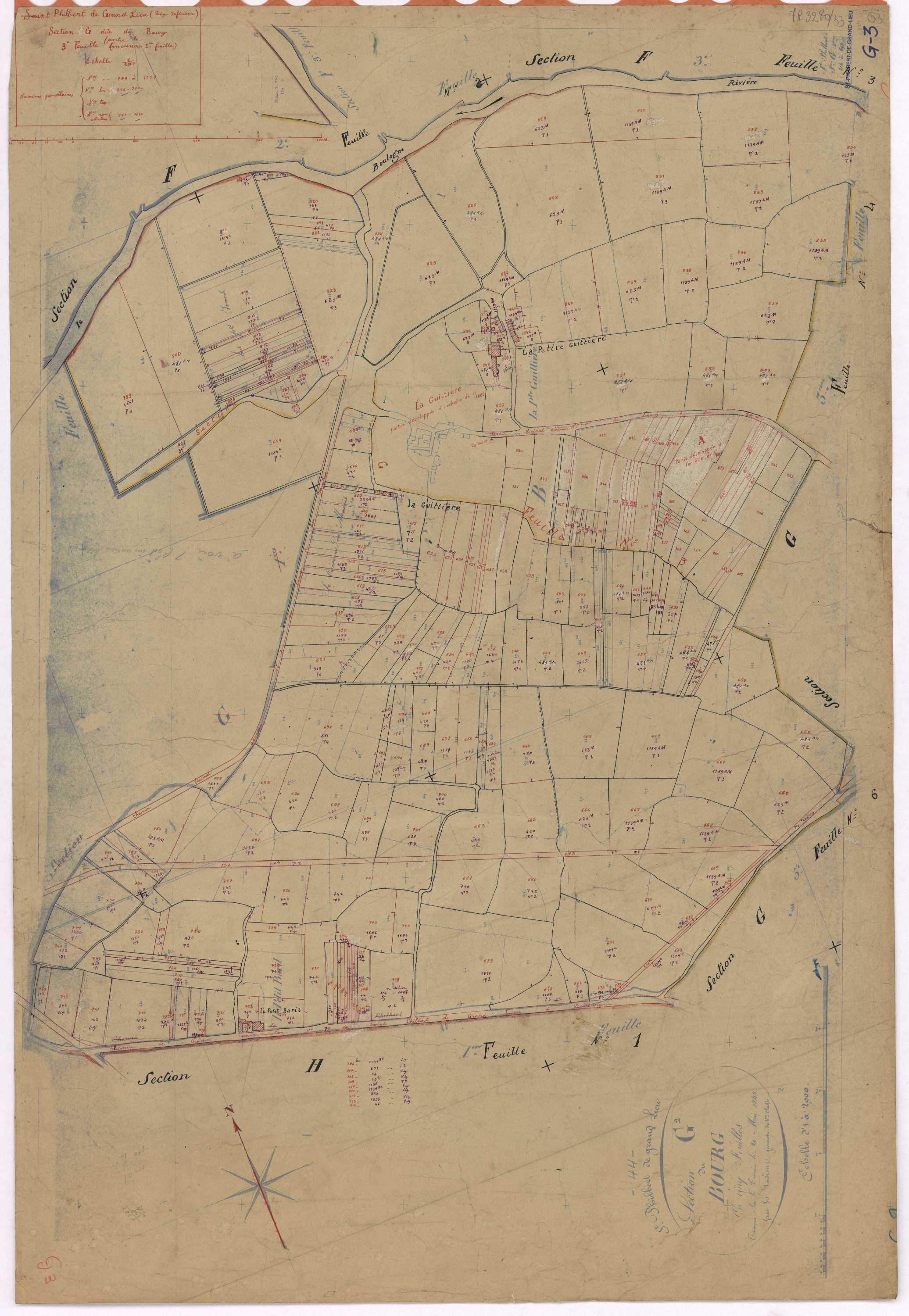 Saint-Philbert-de-Grand-Lieu - Section G3 Bourg (section du) ; 799-1021