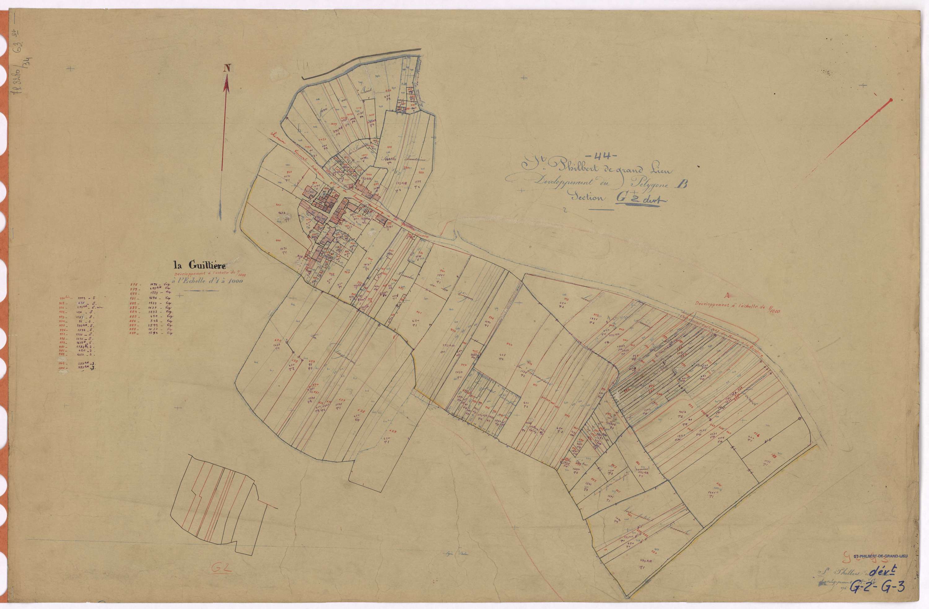 Saint-Philbert-de-Grand-Lieu - Section G3 (développement) Bourg (section du) ; 799-1021 ; développement du village de La Guittière