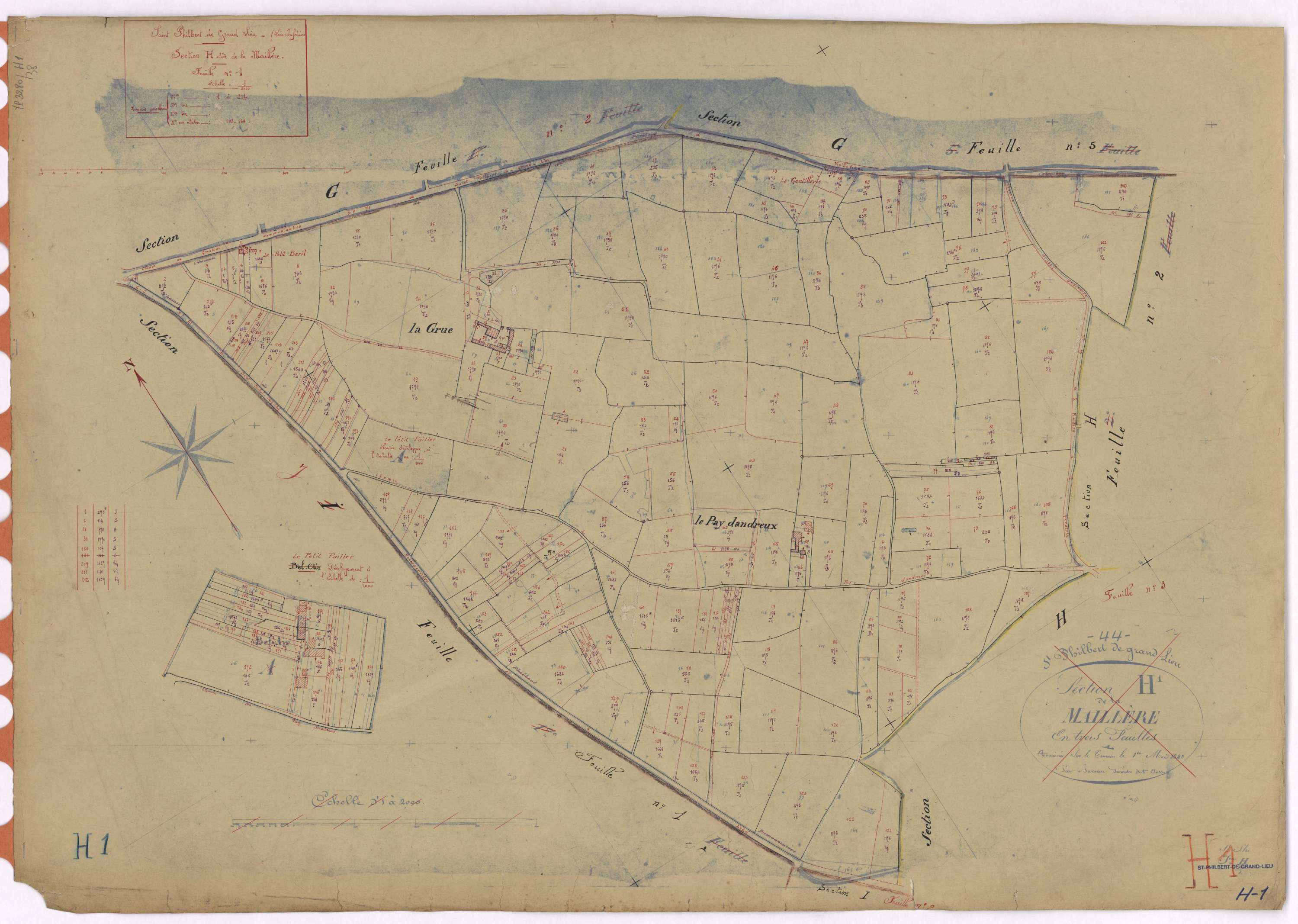 Saint-Philbert-de-Grand-Lieu - Section H1 Maillère (section de La) ; 1-214