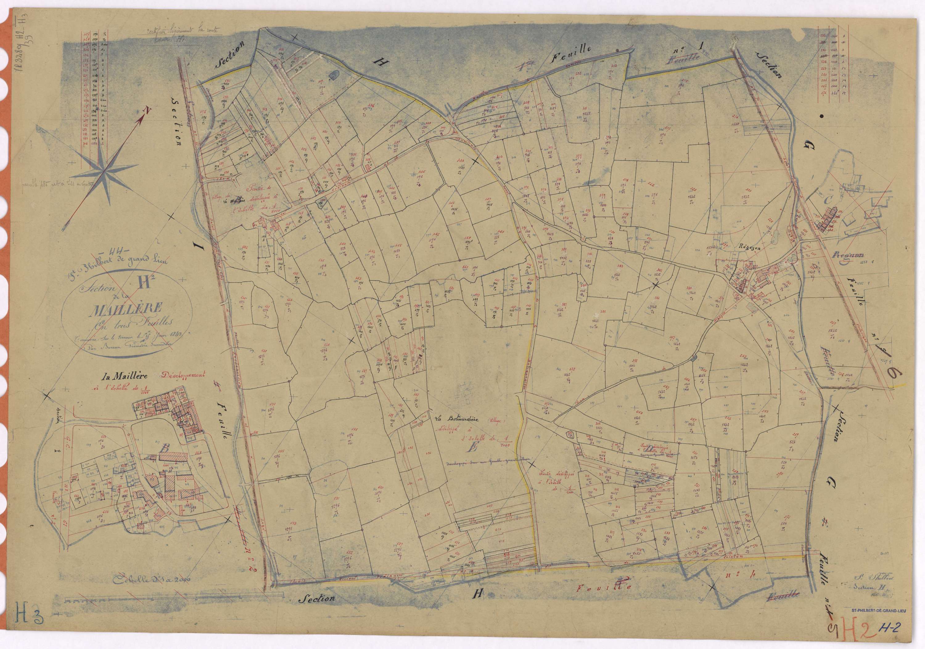 Saint-Philbert-de-Grand-Lieu - Section H2 H3 Maillère (section de La) ; 215-413 ; 414-704