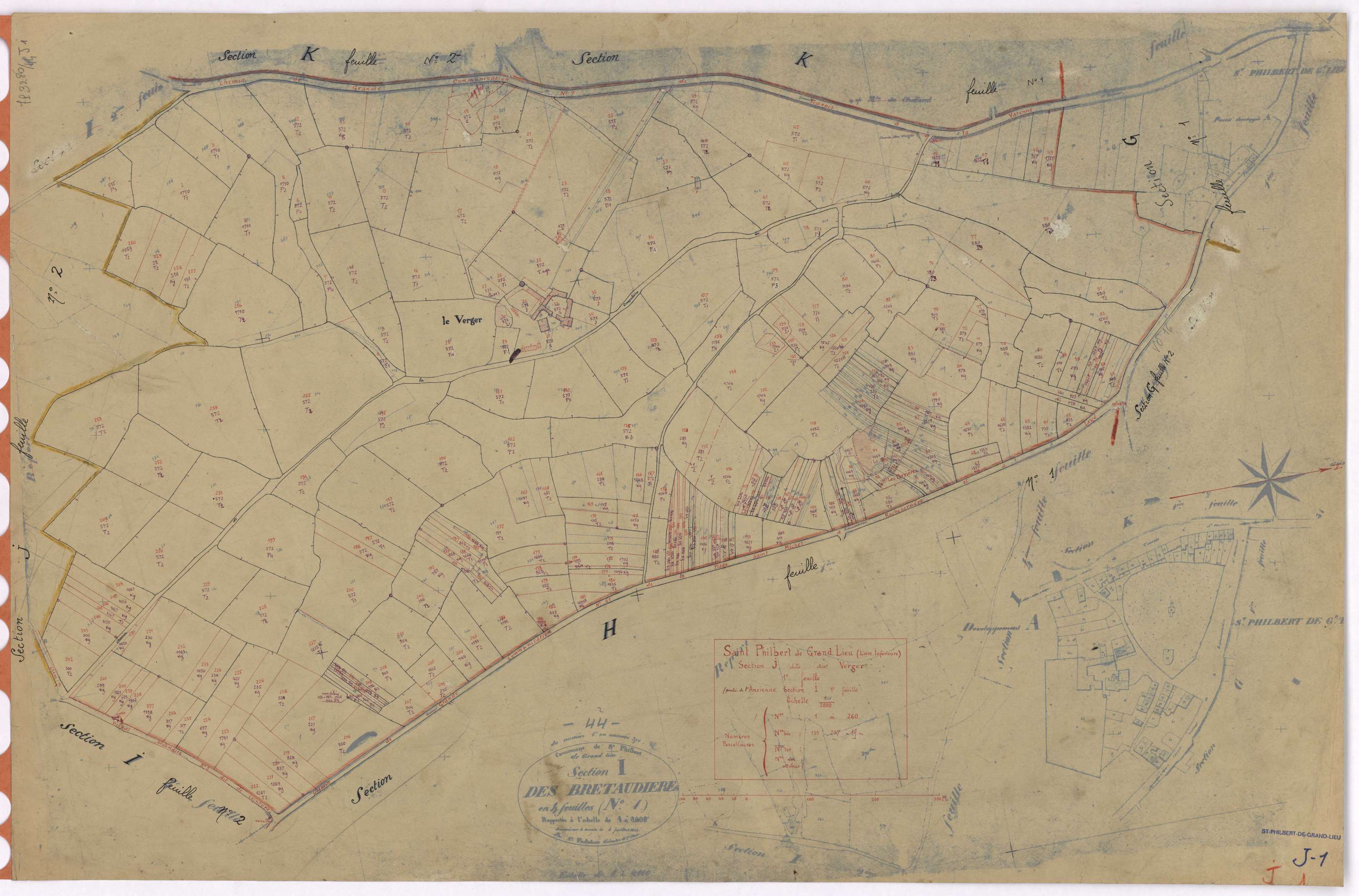 Saint-Philbert-de-Grand-Lieu - Section J1 Verger (section du) ; 1-260