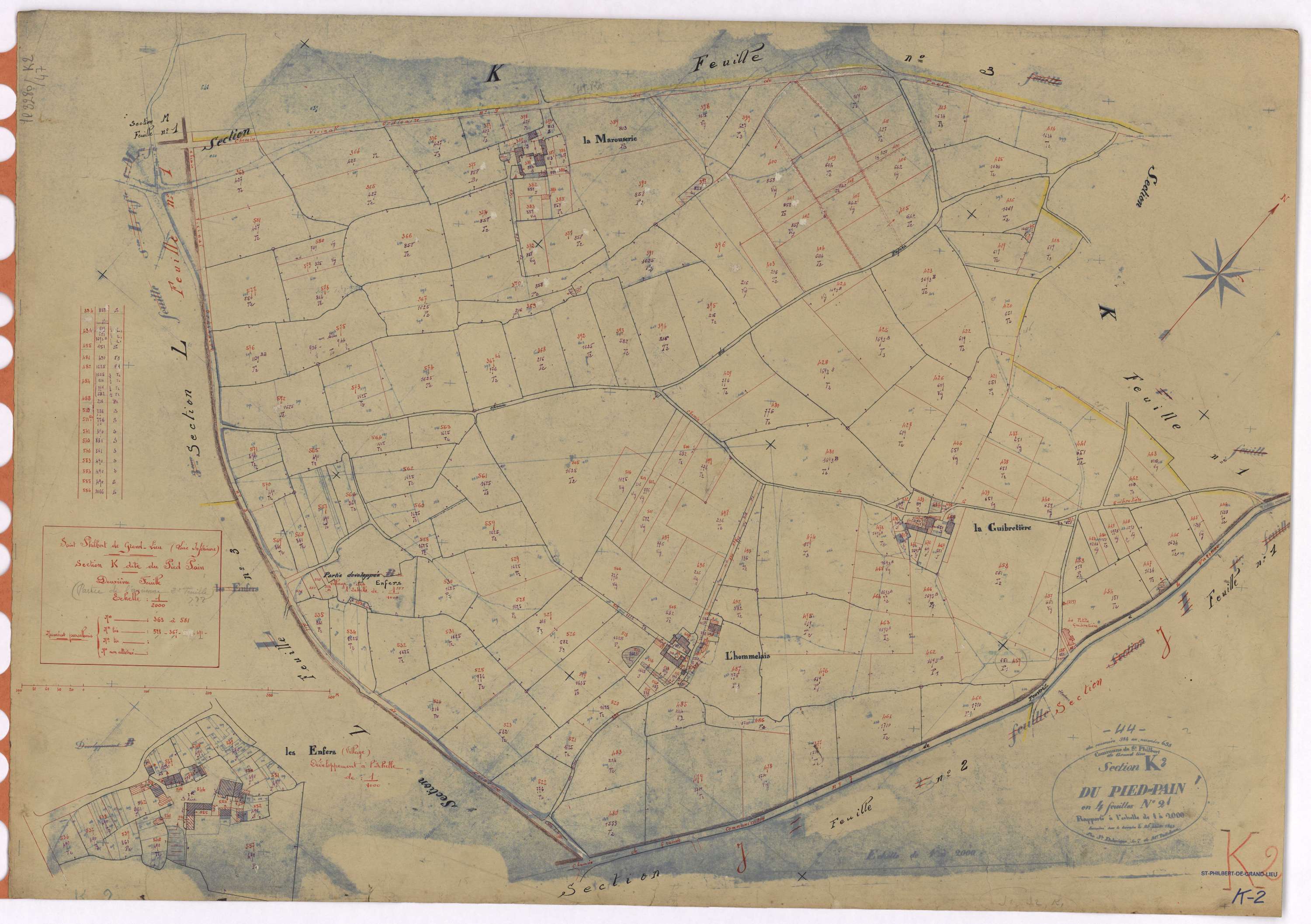 Saint-Philbert-de-Grand-Lieu - Section K2 Pied Pain (section du) ; 363-581