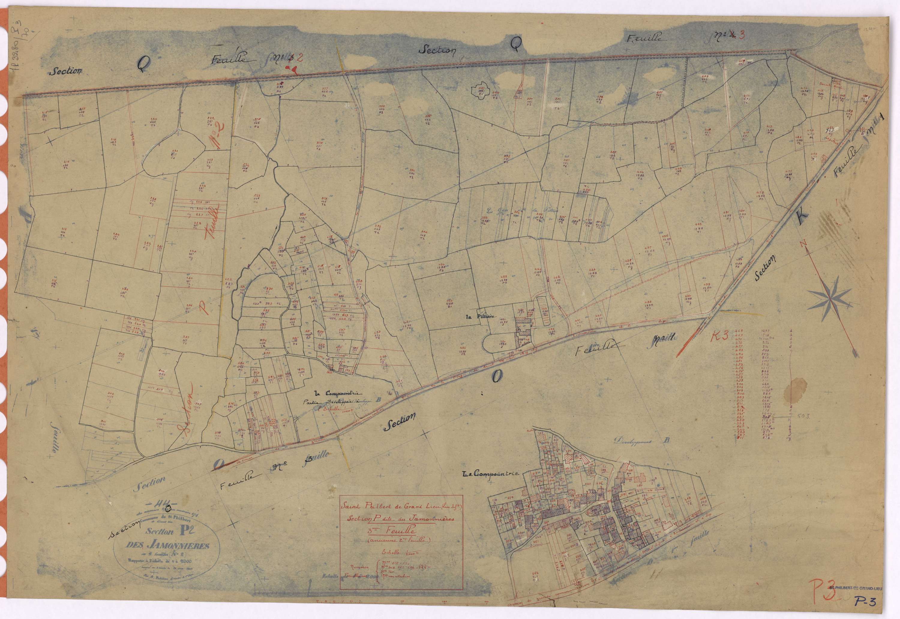Saint-Philbert-de-Grand-Lieu - Section P3 Jamonnières (section des) ; 375-624