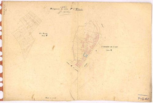 Saint-Philbert-de-Grand-Lieu - Section P1 Q4 (développement) Jamonnières (section des) ; 1-298 ; Moricière (section de La) ; 149-380 ; développement de la quatrième partie du Bourg et de diverses parcelles