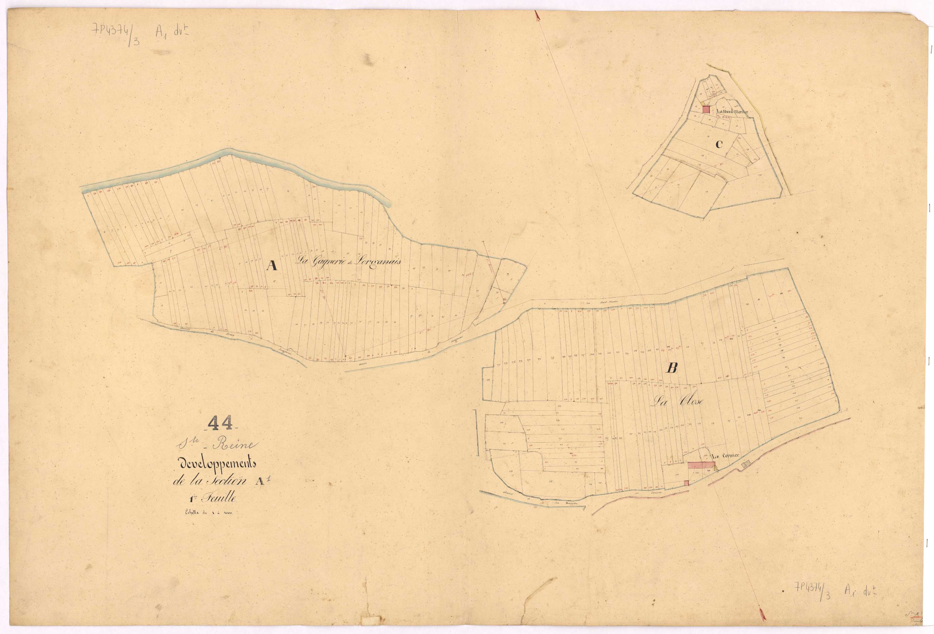 Sainte-Reine-de-Bretagne - Section A1 (développement) Lorganais (section de) ; 1-276 ; développement des parties A, B et C