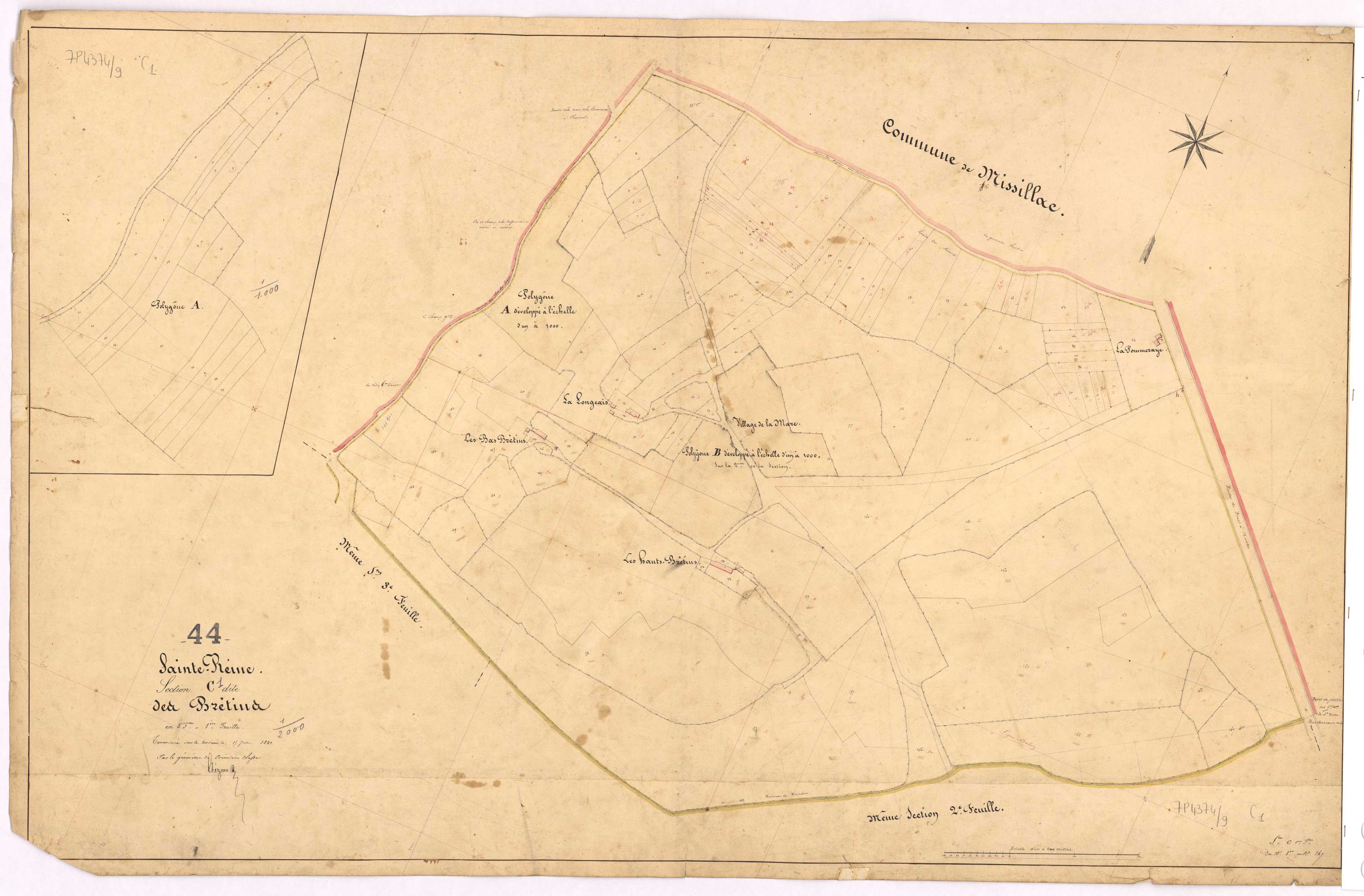 Sainte-Reine-de-Bretagne - Section C1 Brétins (section des) ; 1-167