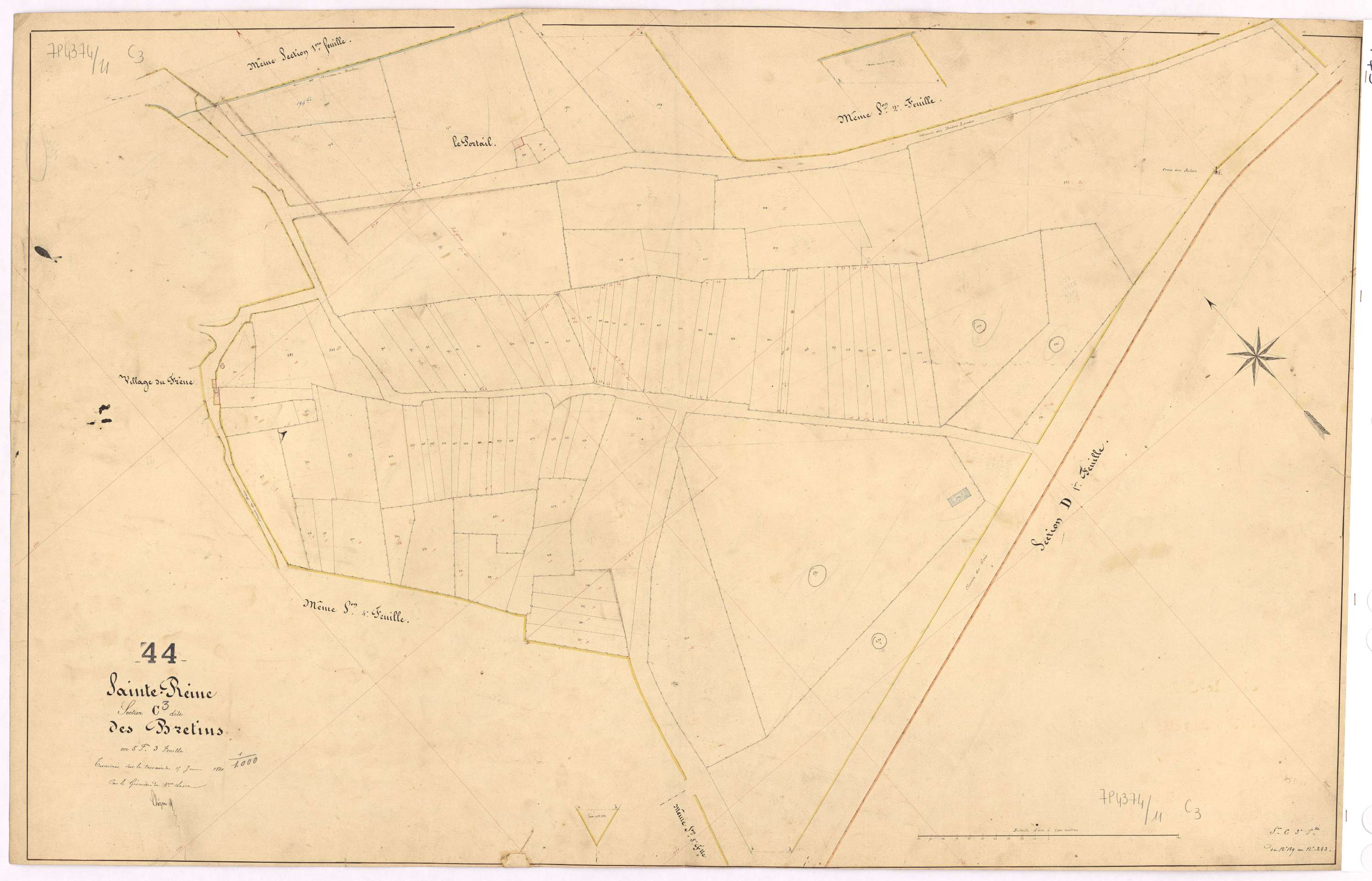 Sainte-Reine-de-Bretagne - Section C3 Brétins (section des) ; 189-283