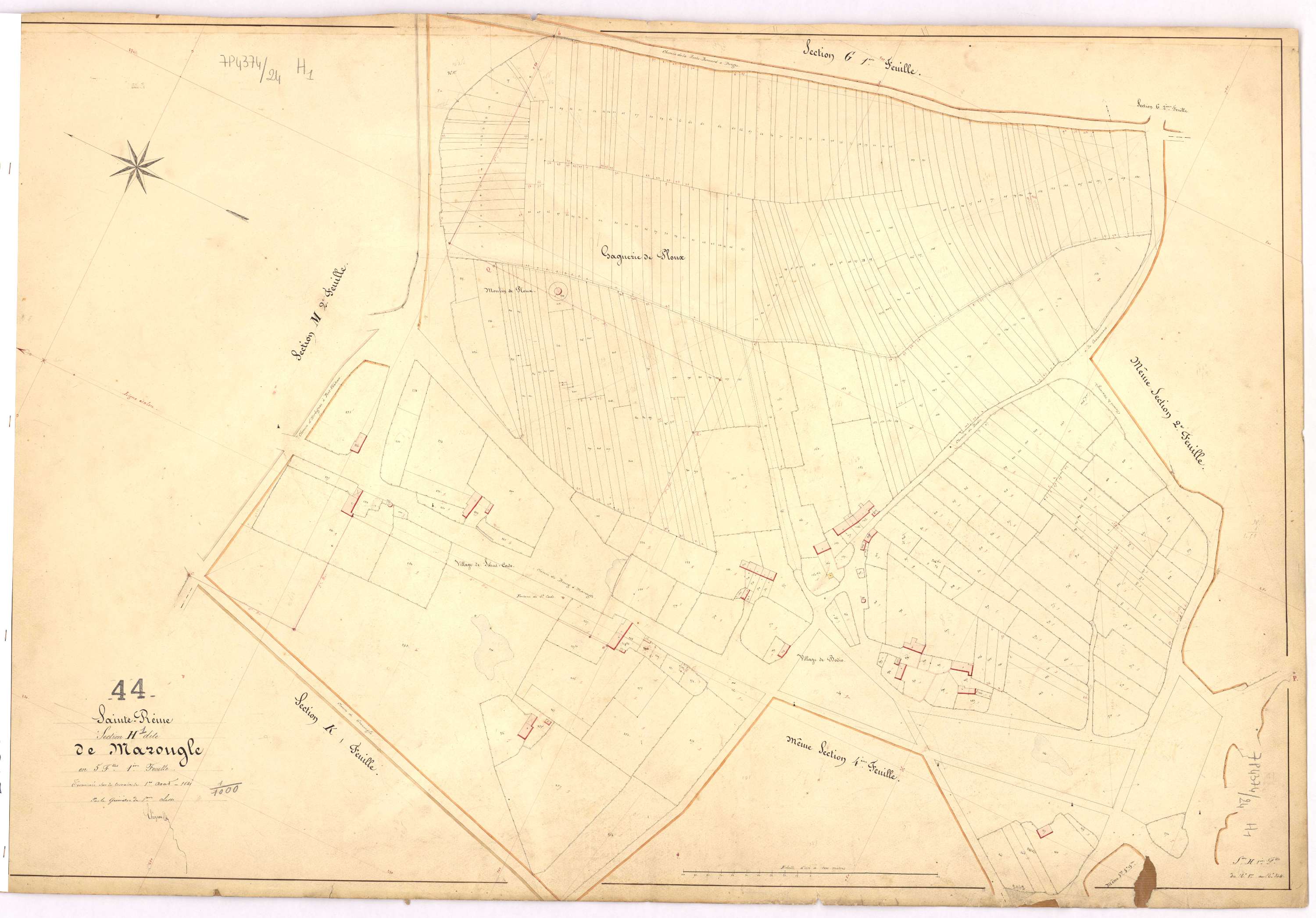Sainte-Reine-de-Bretagne - Section H1 Marongle (section de) ; 1-344