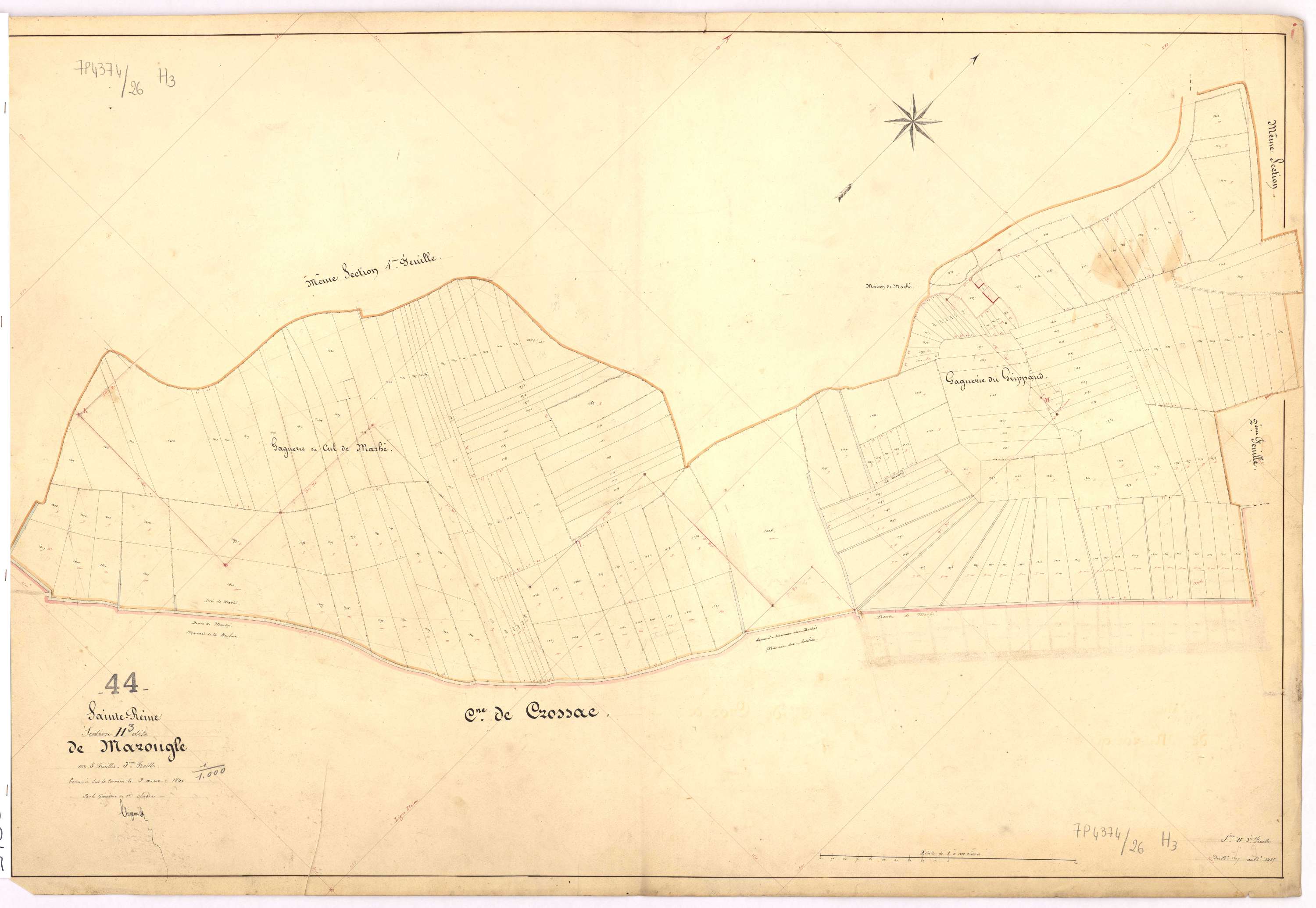 Sainte-Reine-de-Bretagne - Section H3 Marongle (section de) ; 1208-1435