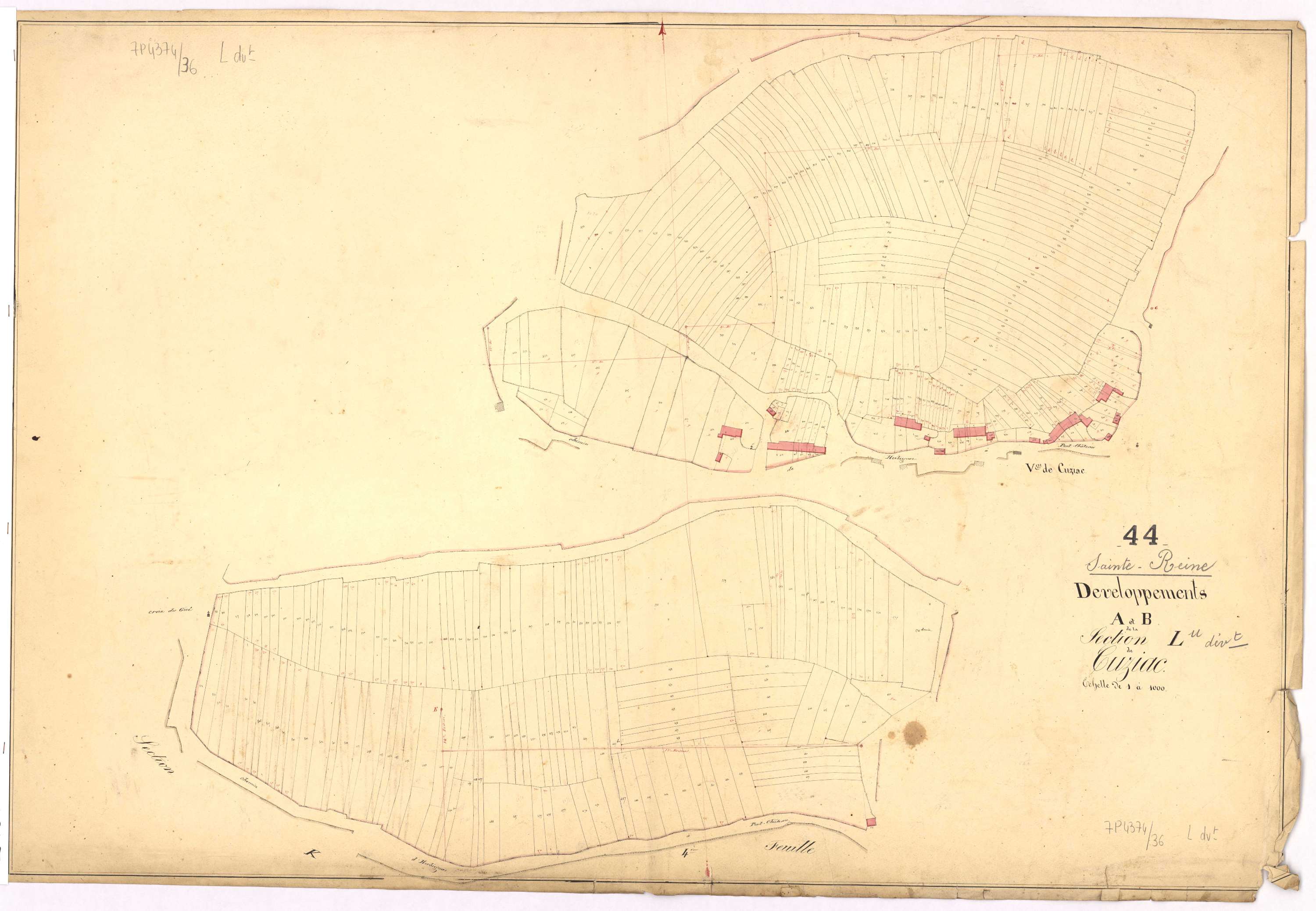 Sainte-Reine-de-Bretagne - Section L (développement) Cuziac (section de) ; 1-613 ; développement des polygônes A et B