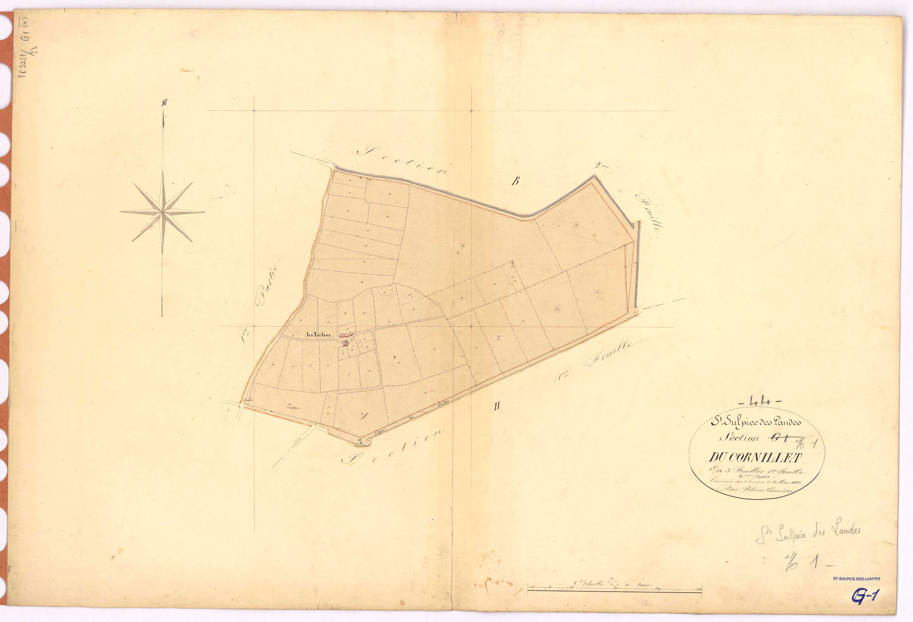 Saint-Sulpice-des-Landes - Section G1 Cornillet (section du) ; 1-274