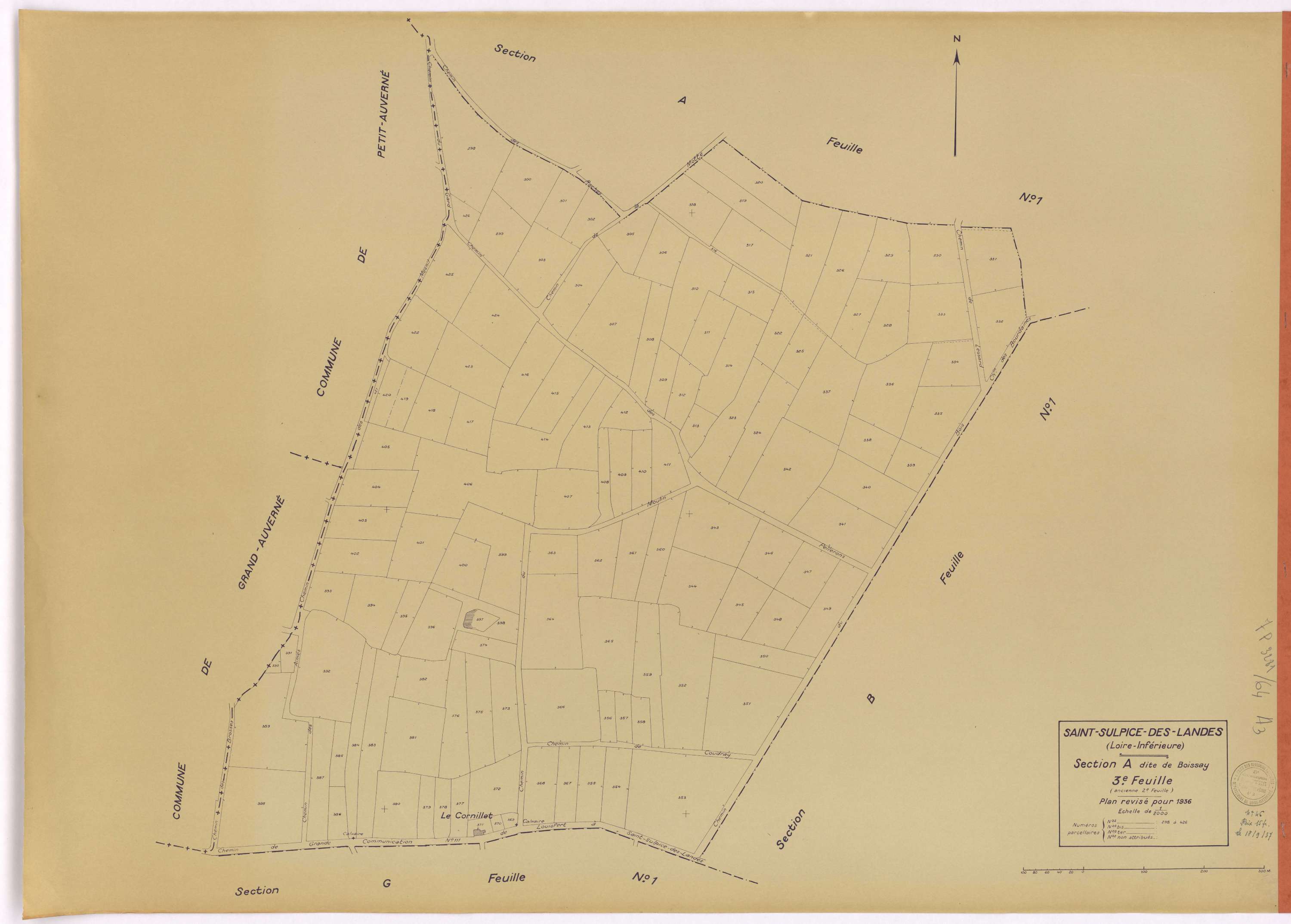 Saint-Sulpice-des-Landes - Section A3 Boissay (section de) ; 298-426