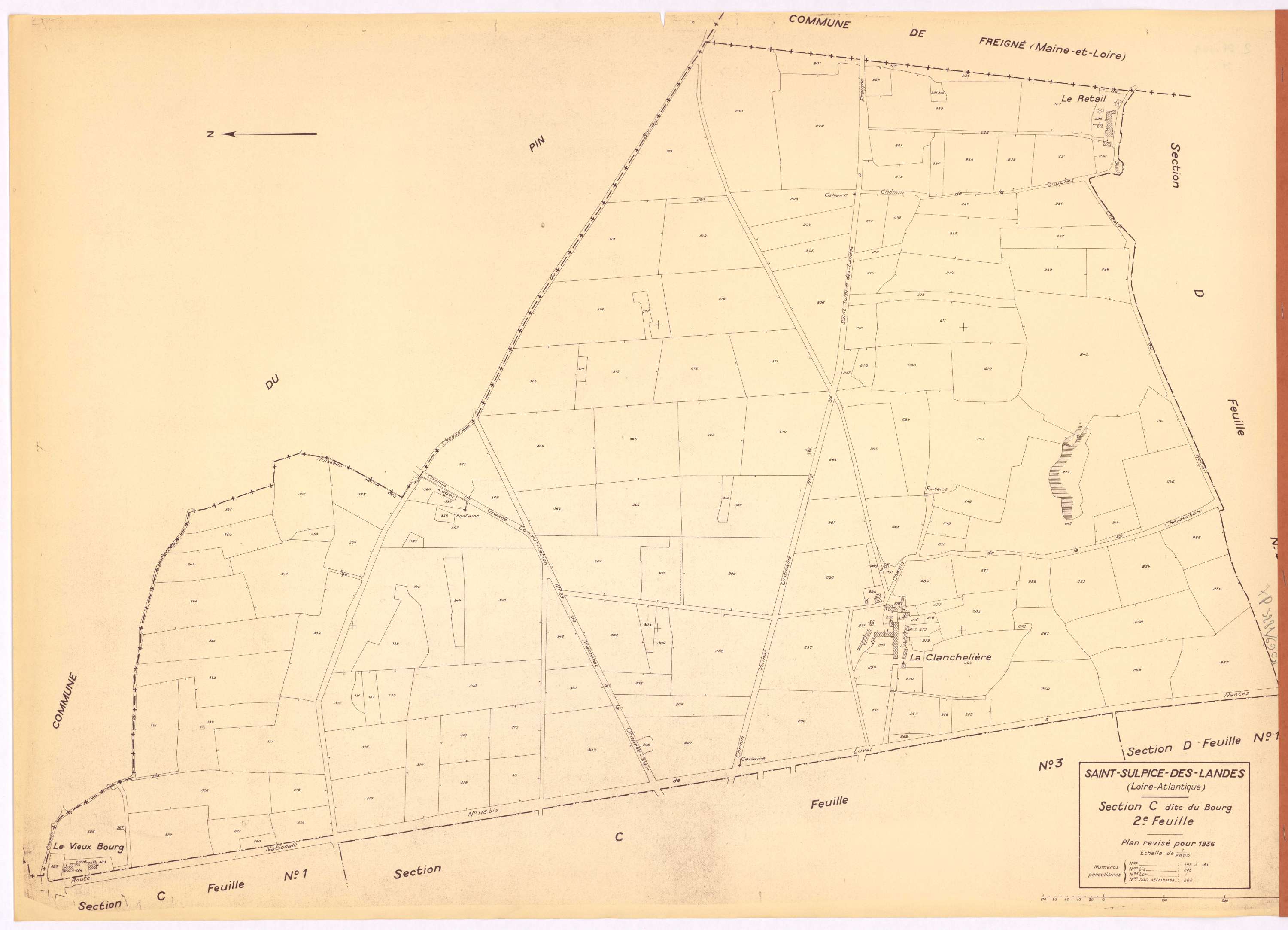 Saint-Sulpice-des-Landes - Section C2 Bourg (section du) ; 199-381
