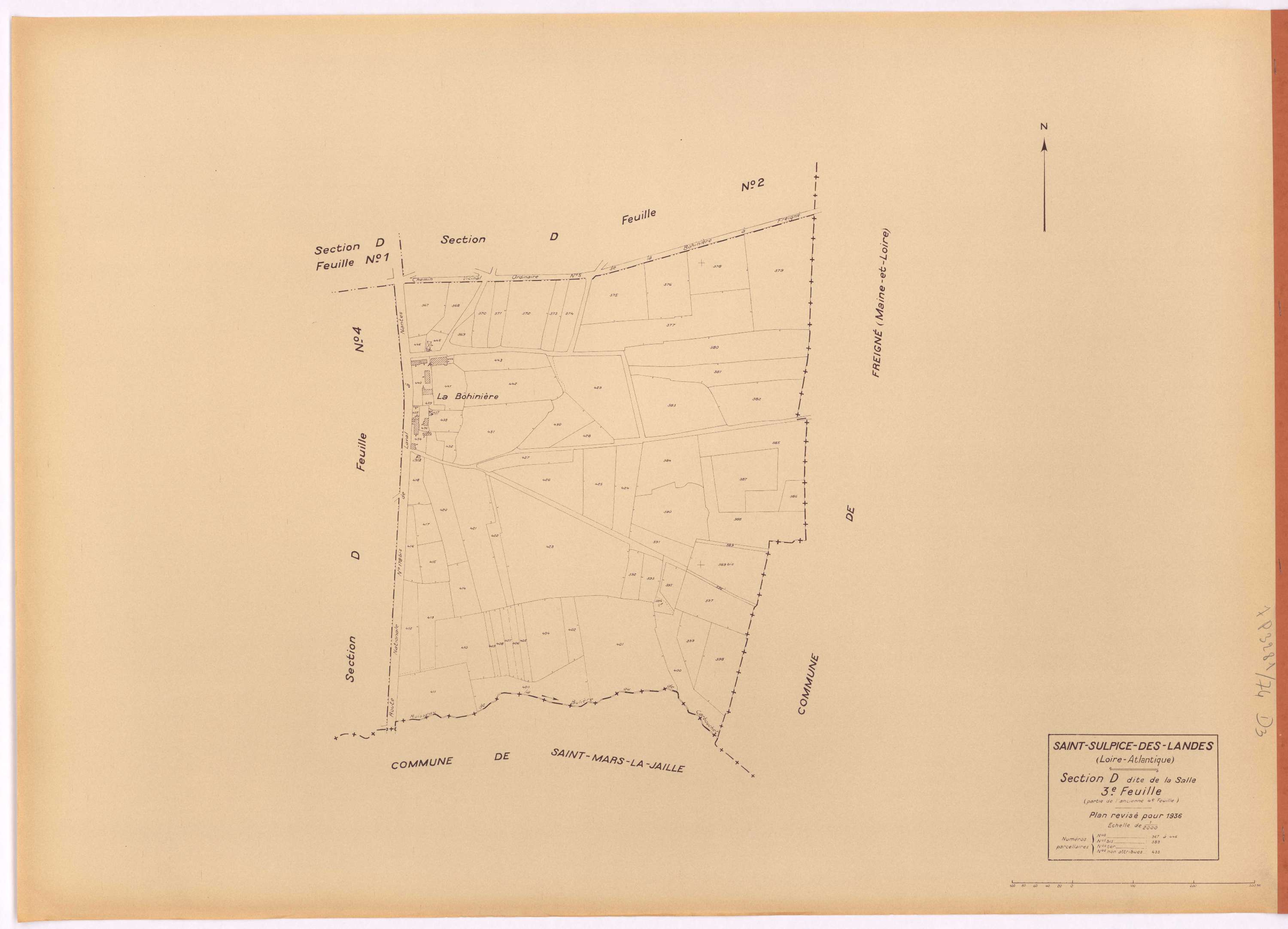 Saint-Sulpice-des-Landes - Section D3 Salle (section de La) ; 367-446