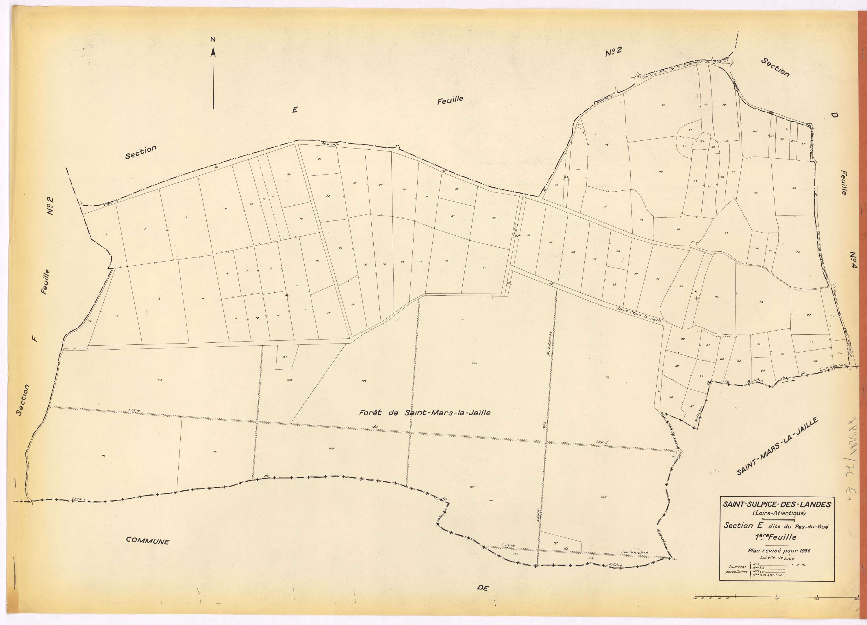 Saint-Sulpice-des-Landes - Section E1 Pas-du-Gué (section du) ; 1-115