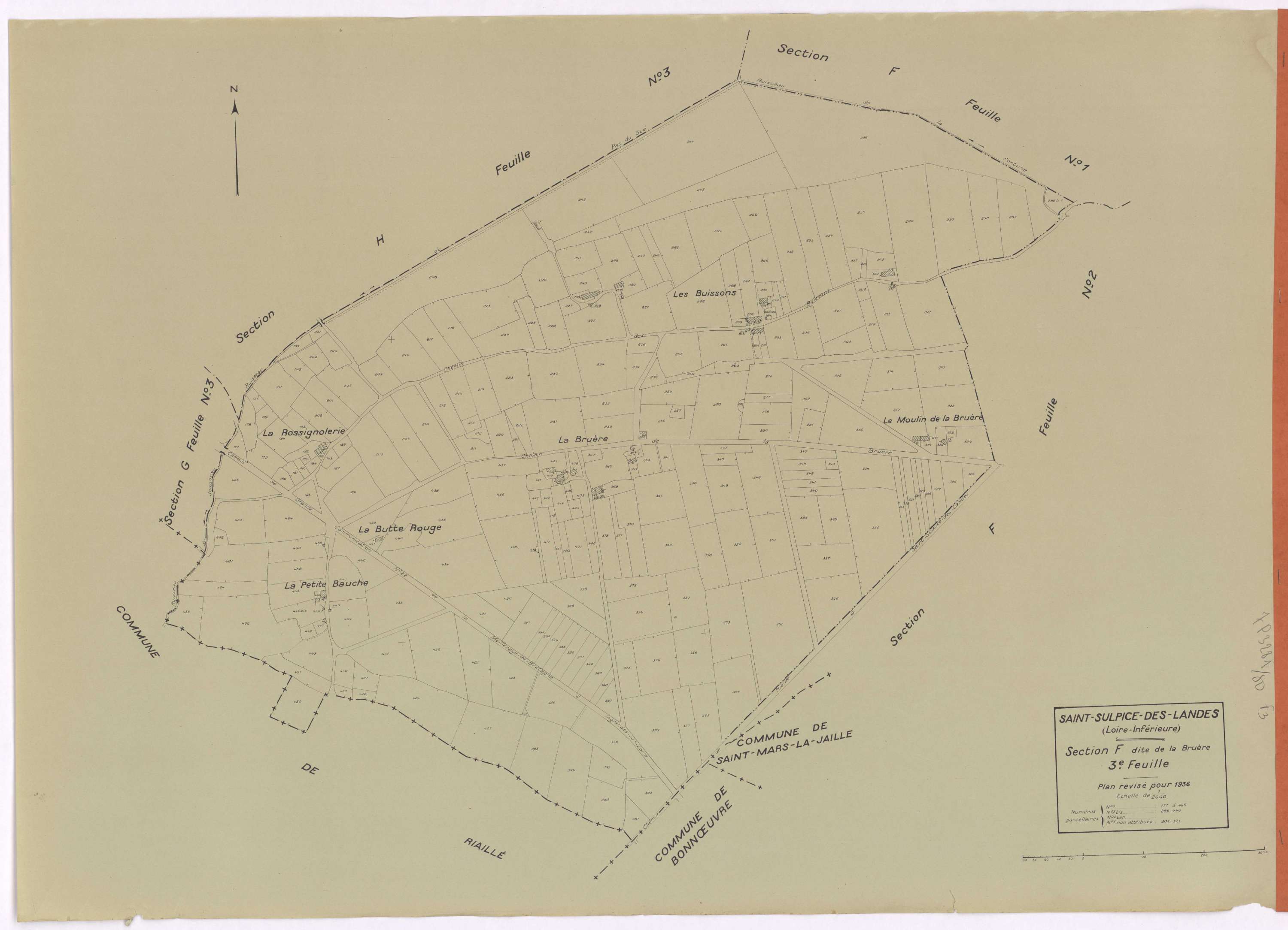 Saint-Sulpice-des-Landes - Section F3 Bruère (section de La) ; 177-465
