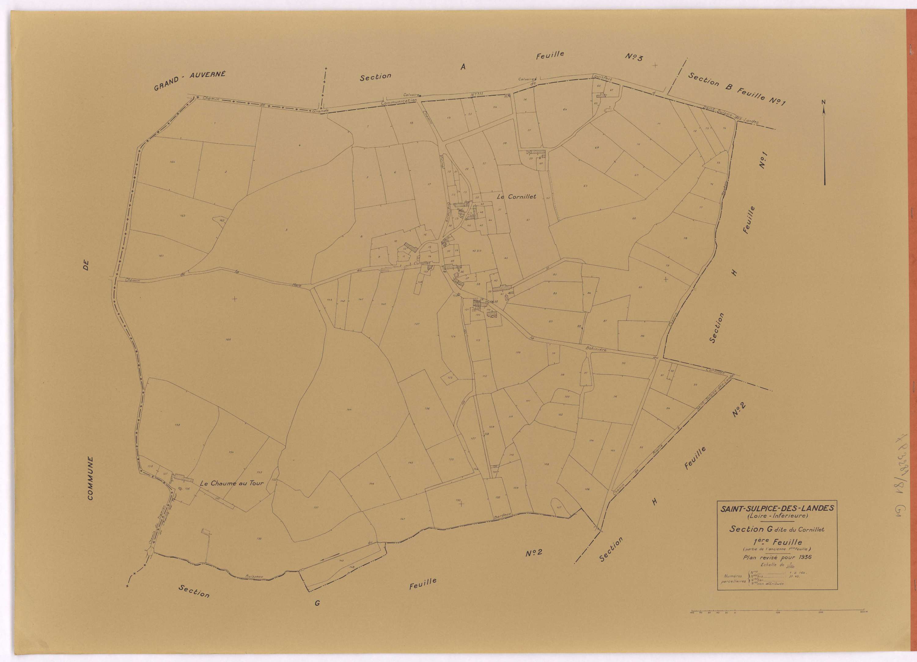 Saint-Sulpice-des-Landes - Section G1 Cornillet (section du) ; 1-164