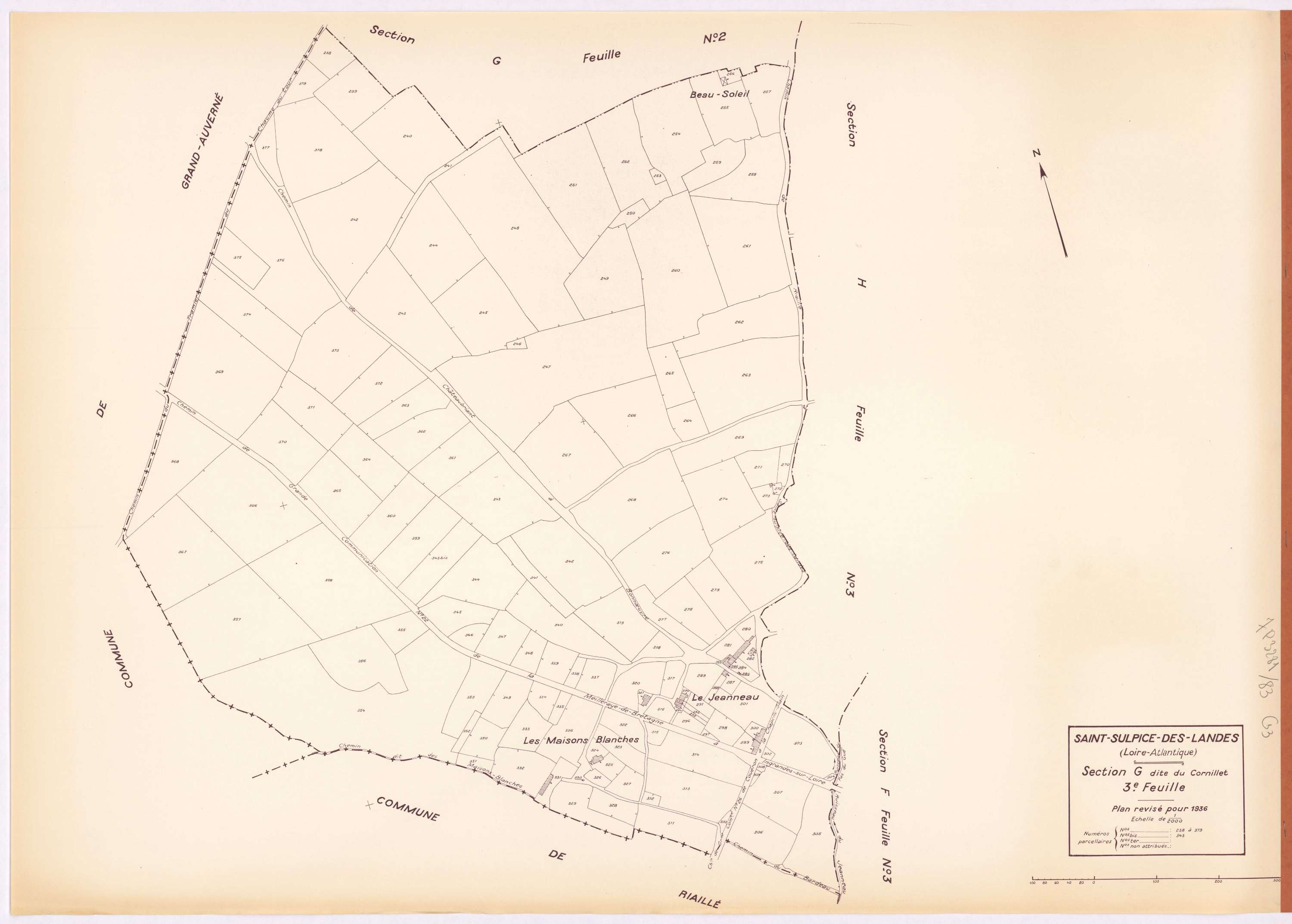 Saint-Sulpice-des-Landes - Section G3 Cornillet (section du) ; 238-379