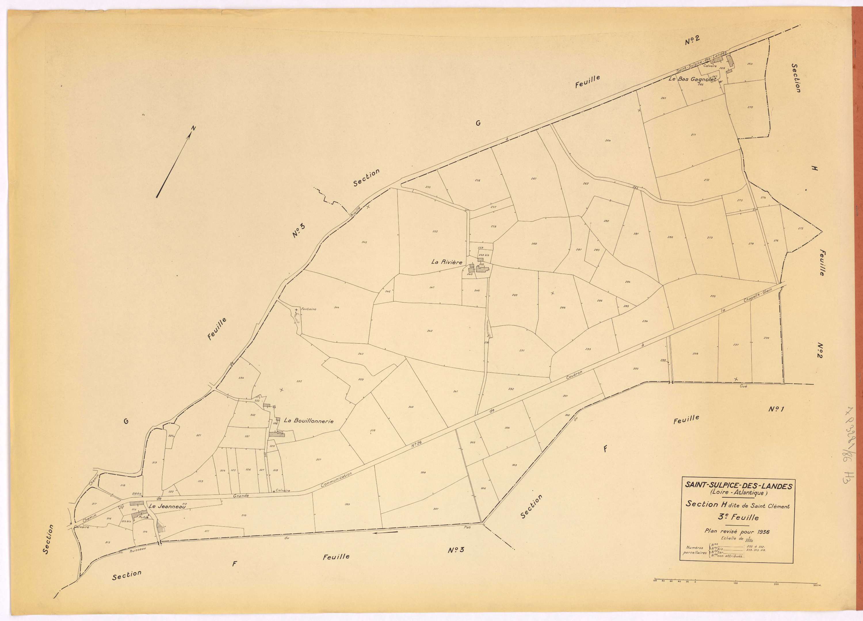 Saint-Sulpice-des-Landes - Section H3 Saint-Clément (section de) ; 255-352