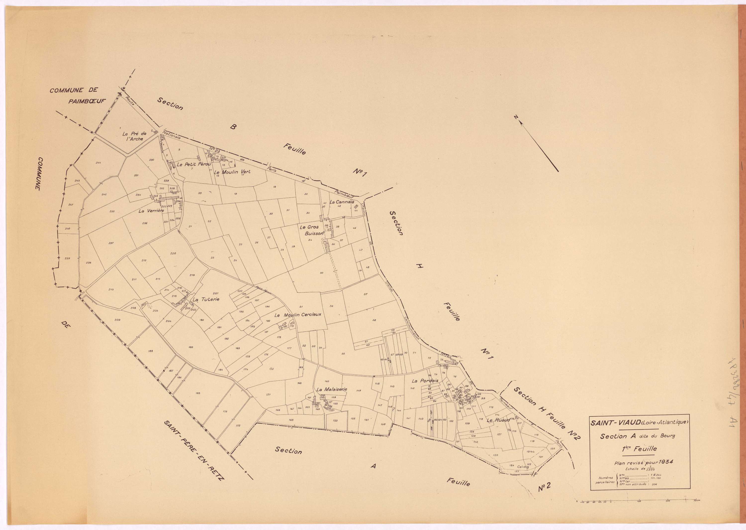 Saint-Viaud - Section A1 Bourg (section du) ; 1-244