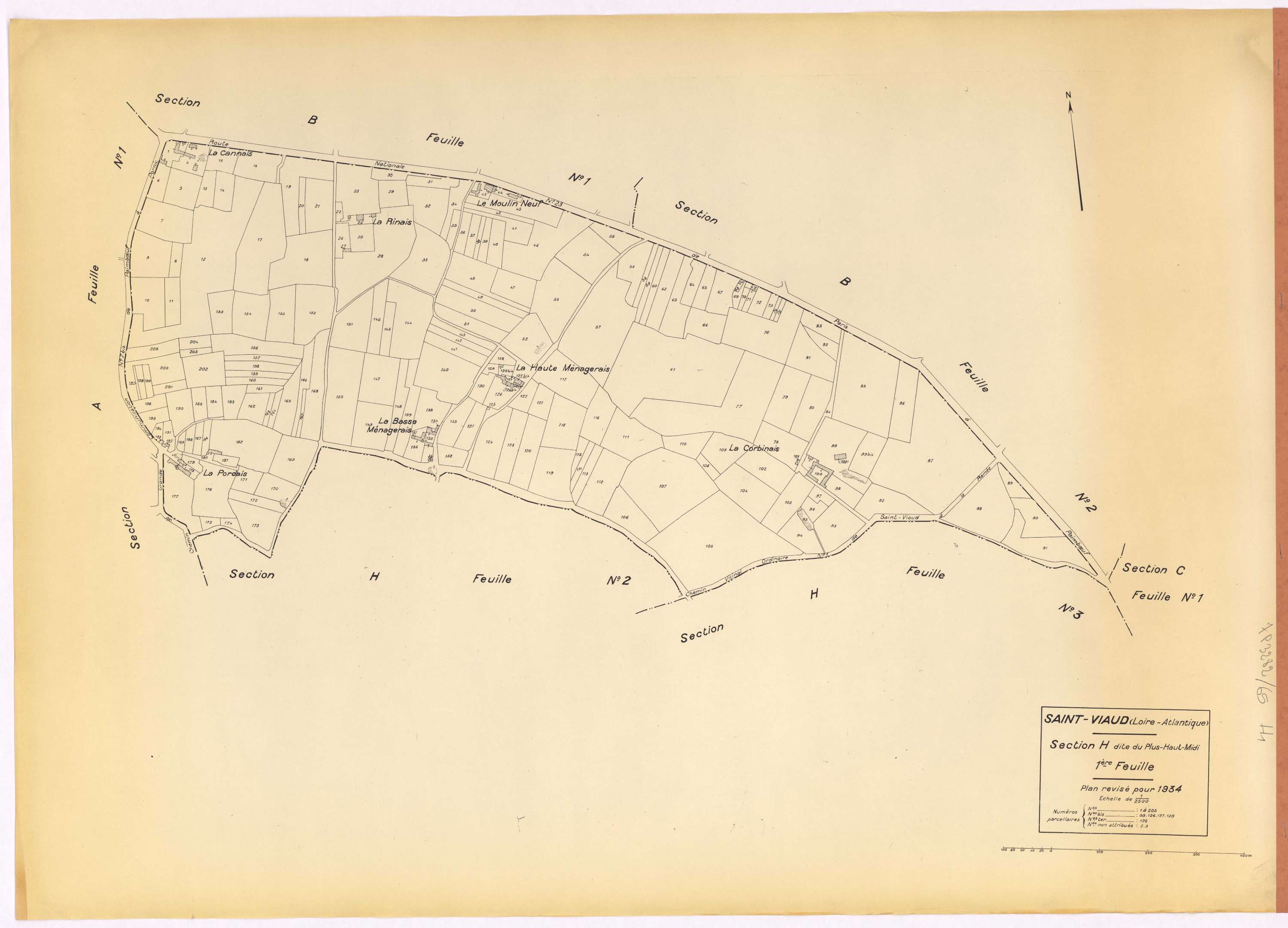 Saint-Viaud - Section H1 Plus-Haut-Midi (section du) ; 1-205