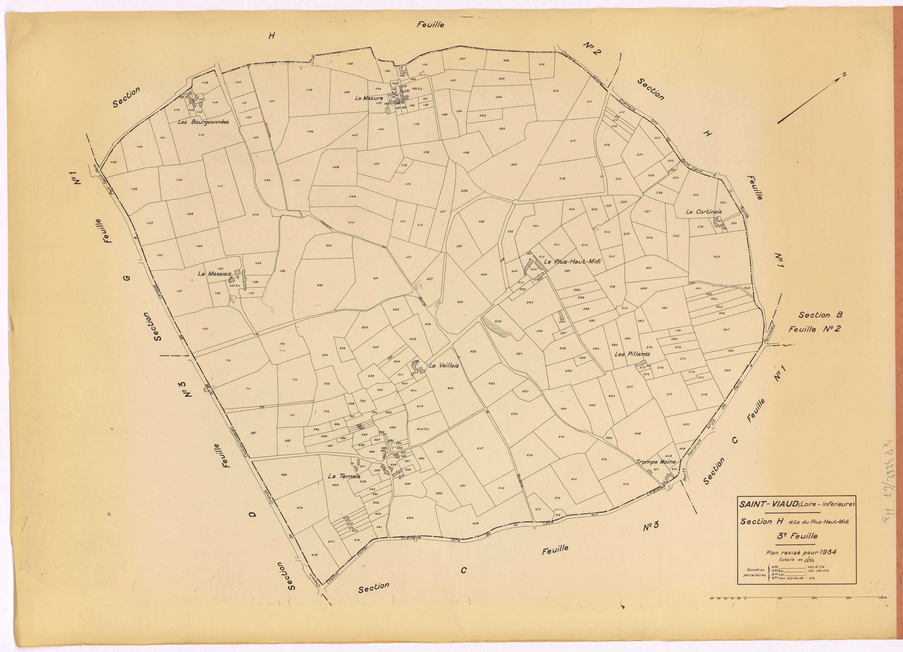 Saint-Viaud - Section H3 Plus-Haut-Midi (section du) ; 422-716