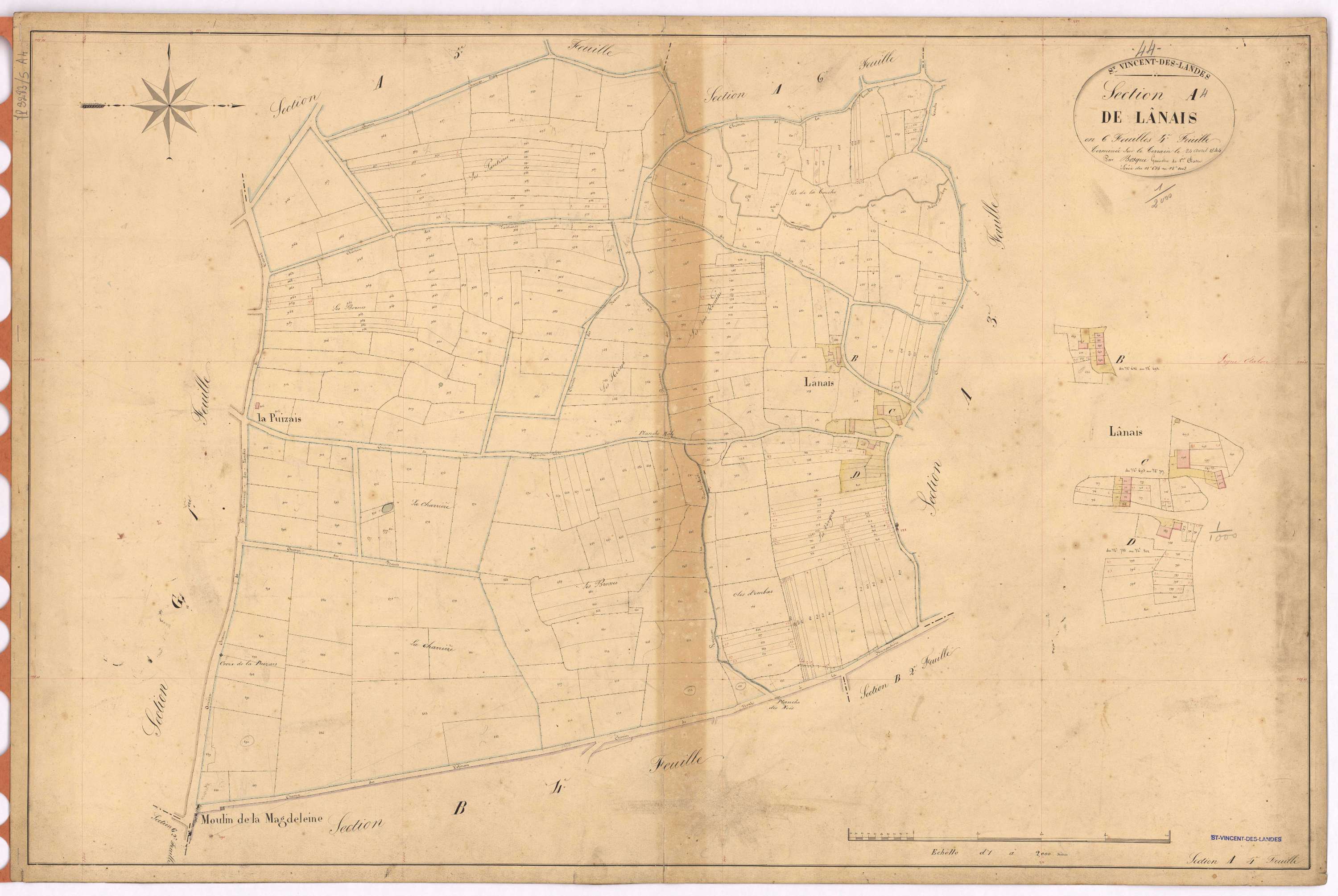 Saint-Vincent-des-Landes - Section A4 Lânais (section de) ; 624-1003