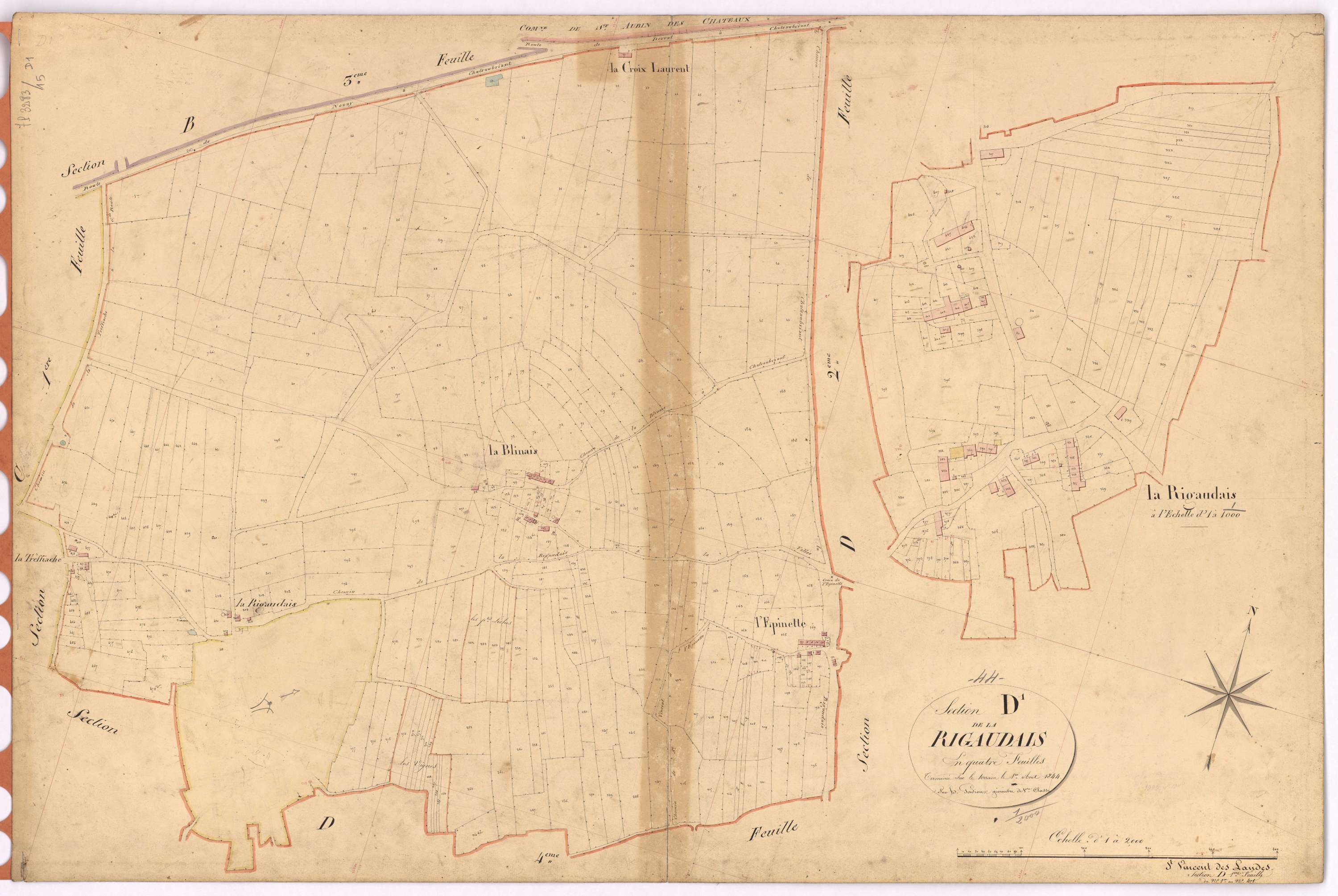 Saint-Vincent-des-Landes - Section D1 Rigaudais (section de La) ; 1-478