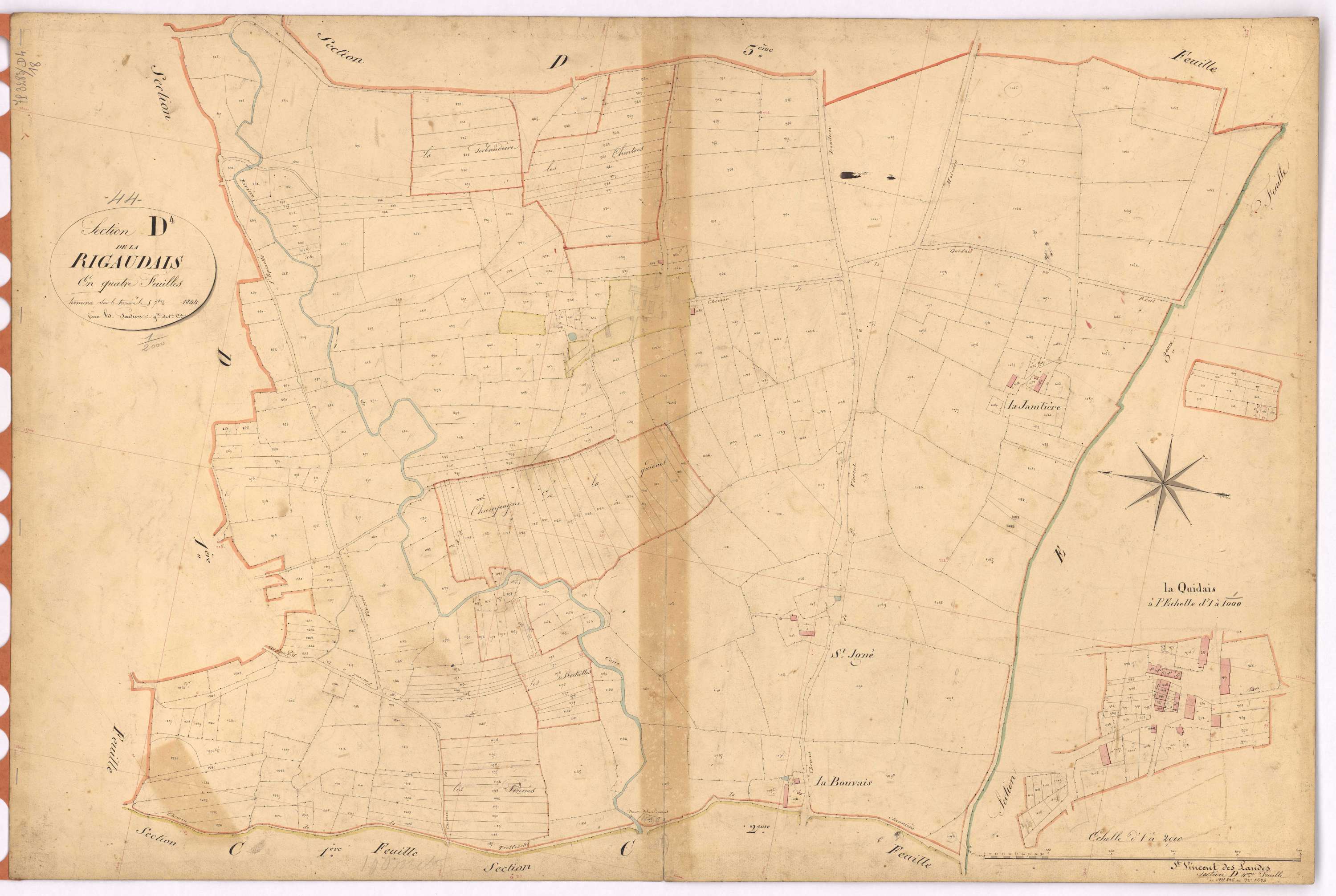 Saint-Vincent-des-Landes - Section D4 Rigaudais (section de La) ; 826-1244