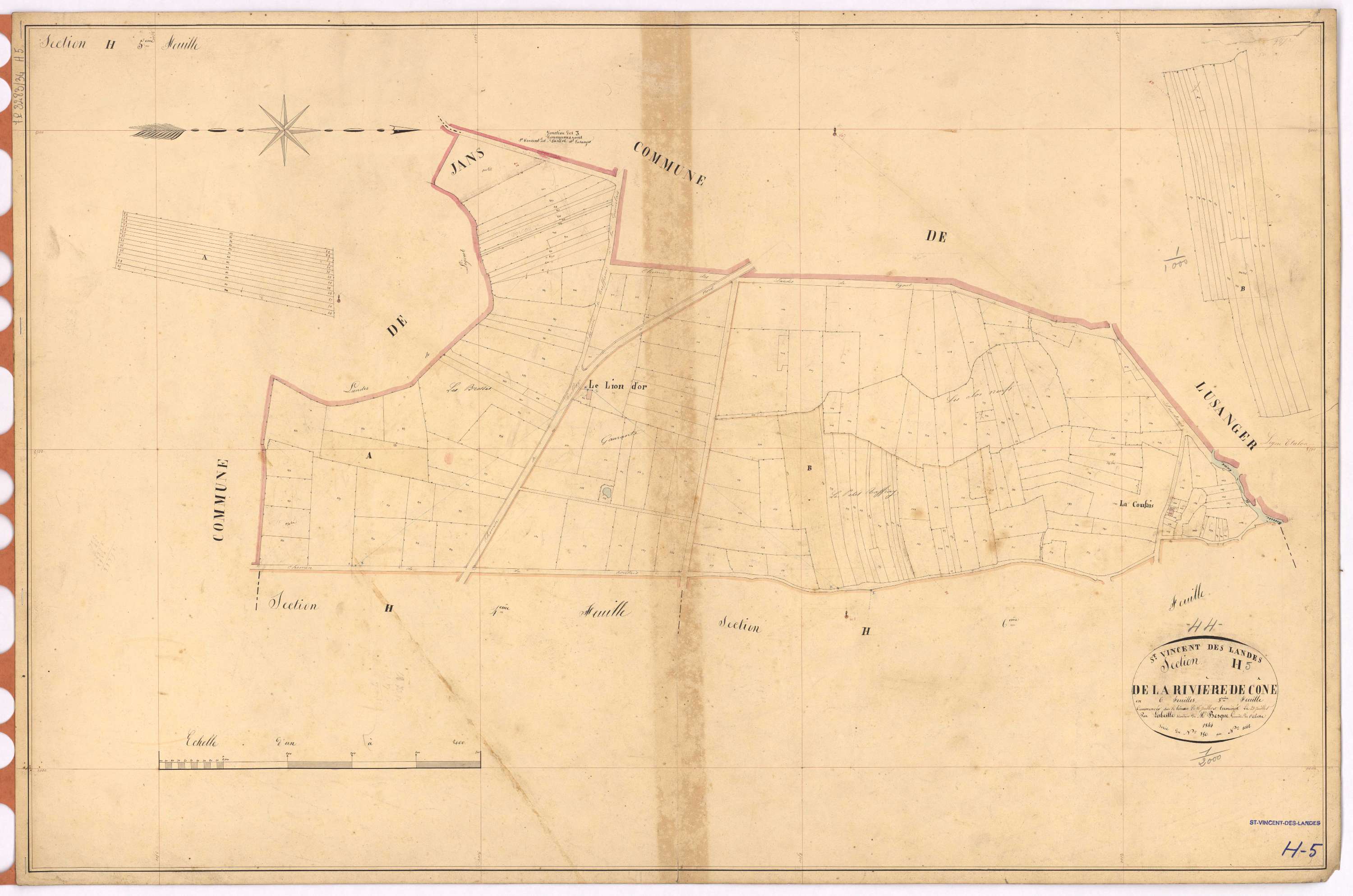 Saint-Vincent-des-Landes - Section H5 Rivière de Cône (section de La) ; 850-1042