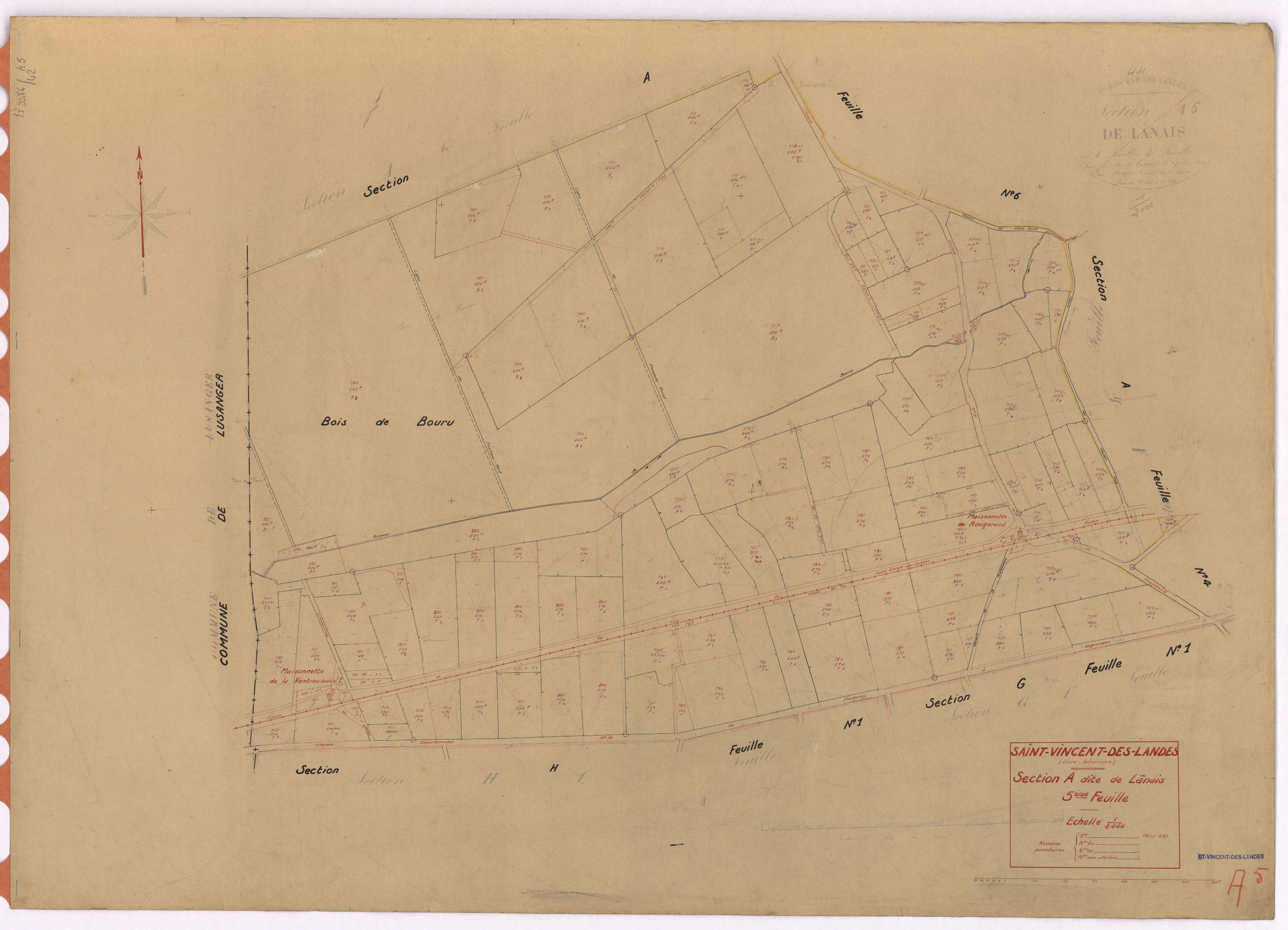 Saint-Vincent-des-Landes - Section A5 Lânais (section de) ; 703-837