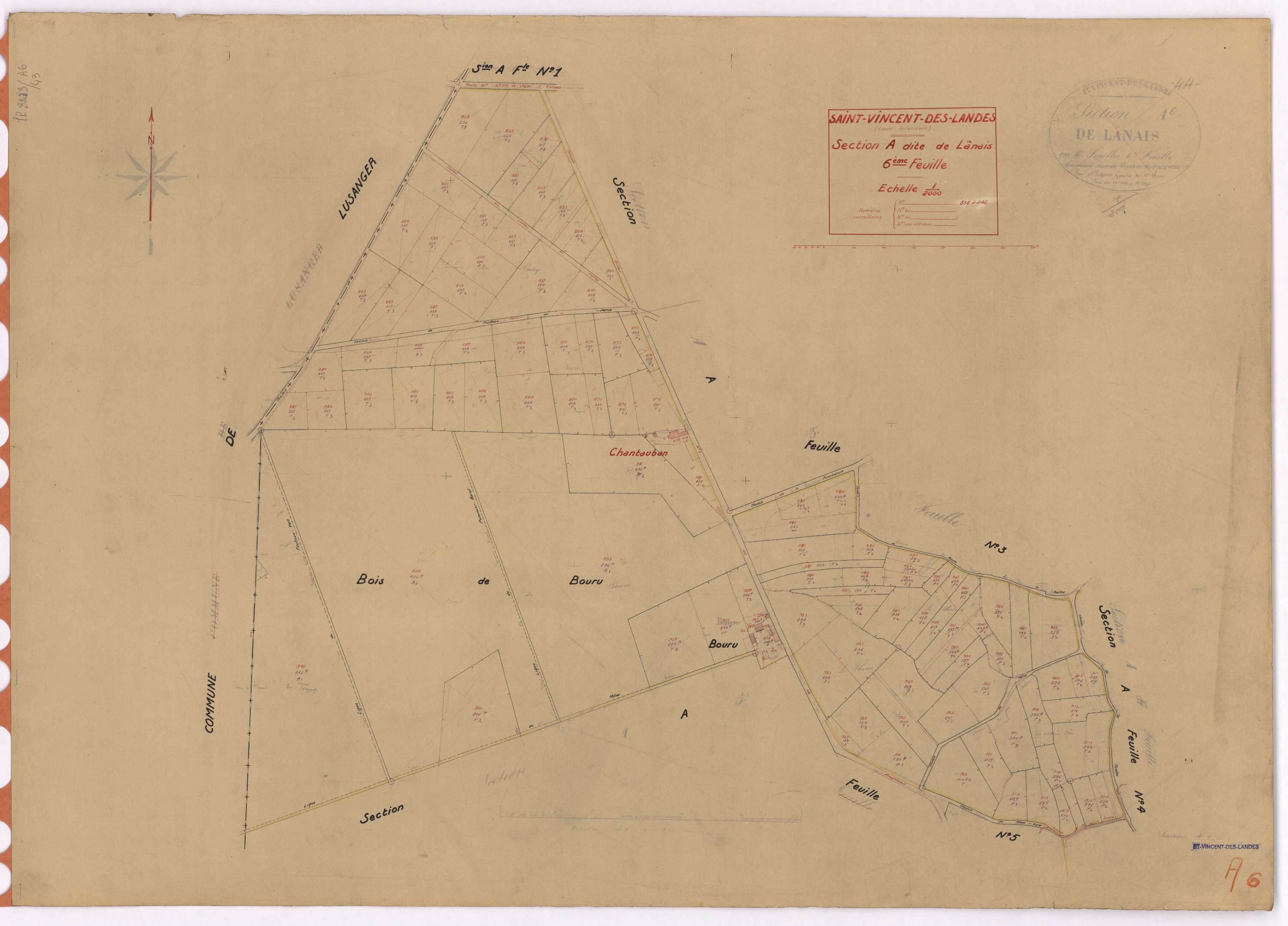 Saint-Vincent-des-Landes - Section A6 Lânais (section de) ; 838-942