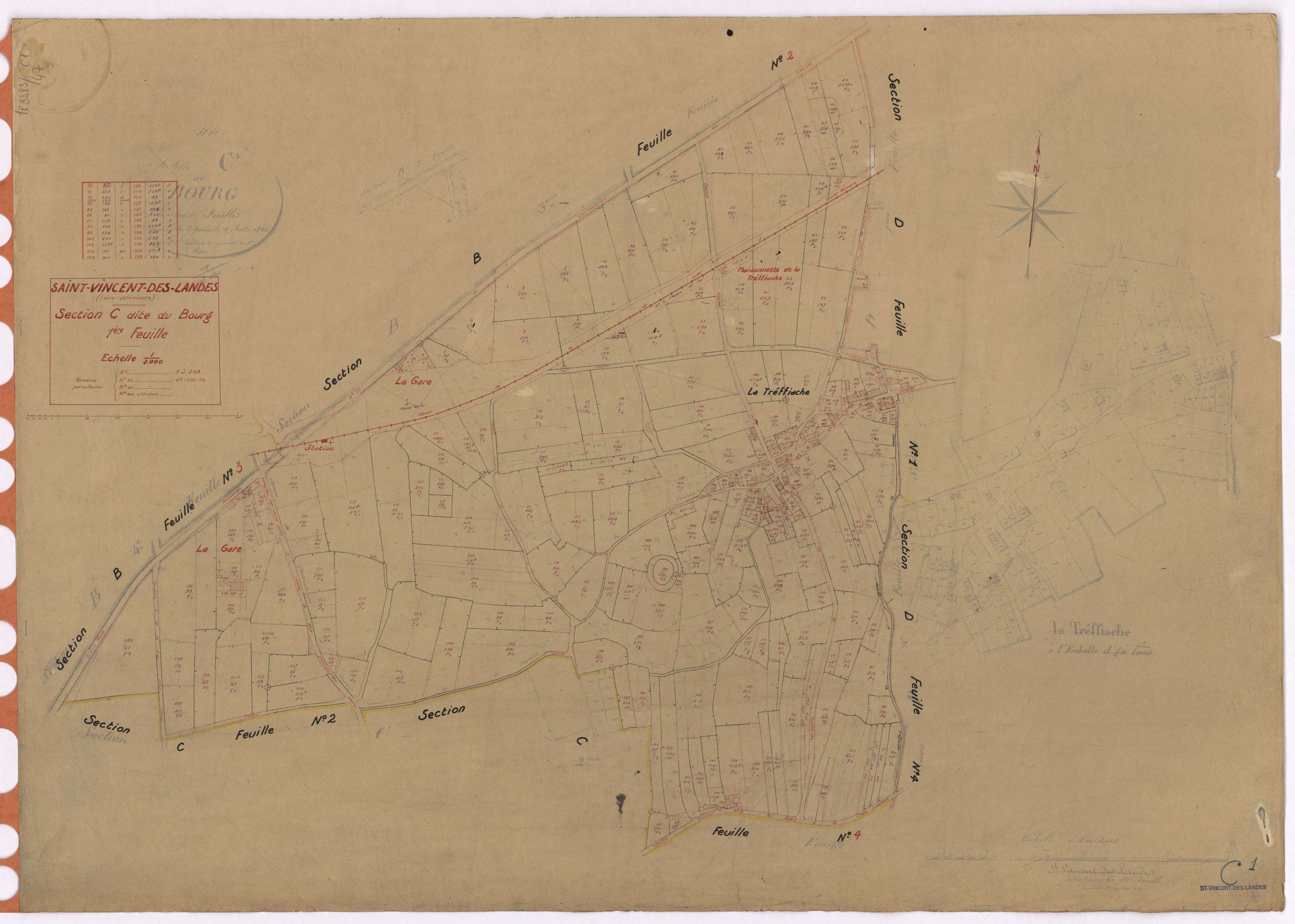 Saint-Vincent-des-Landes - Section C1 Bourg (section du) ; 1-249