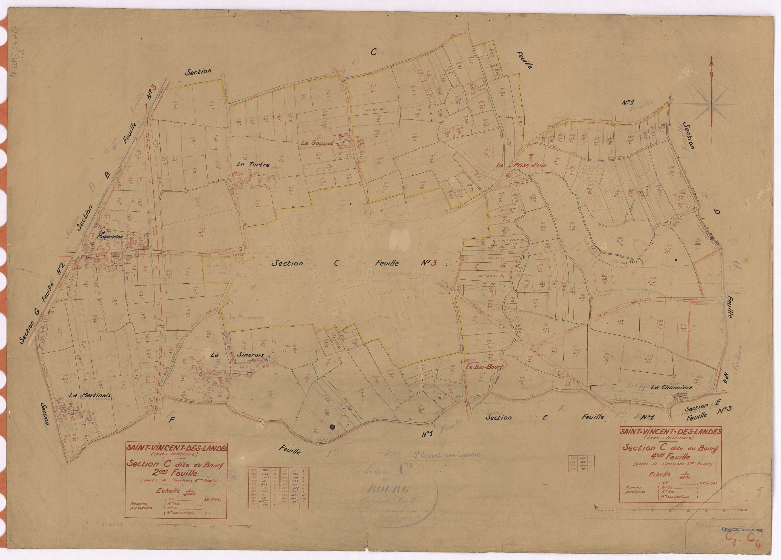 Saint-Vincent-des-Landes - Section C2 C4 Bourg (section du) ; 250-431 ; 673-801