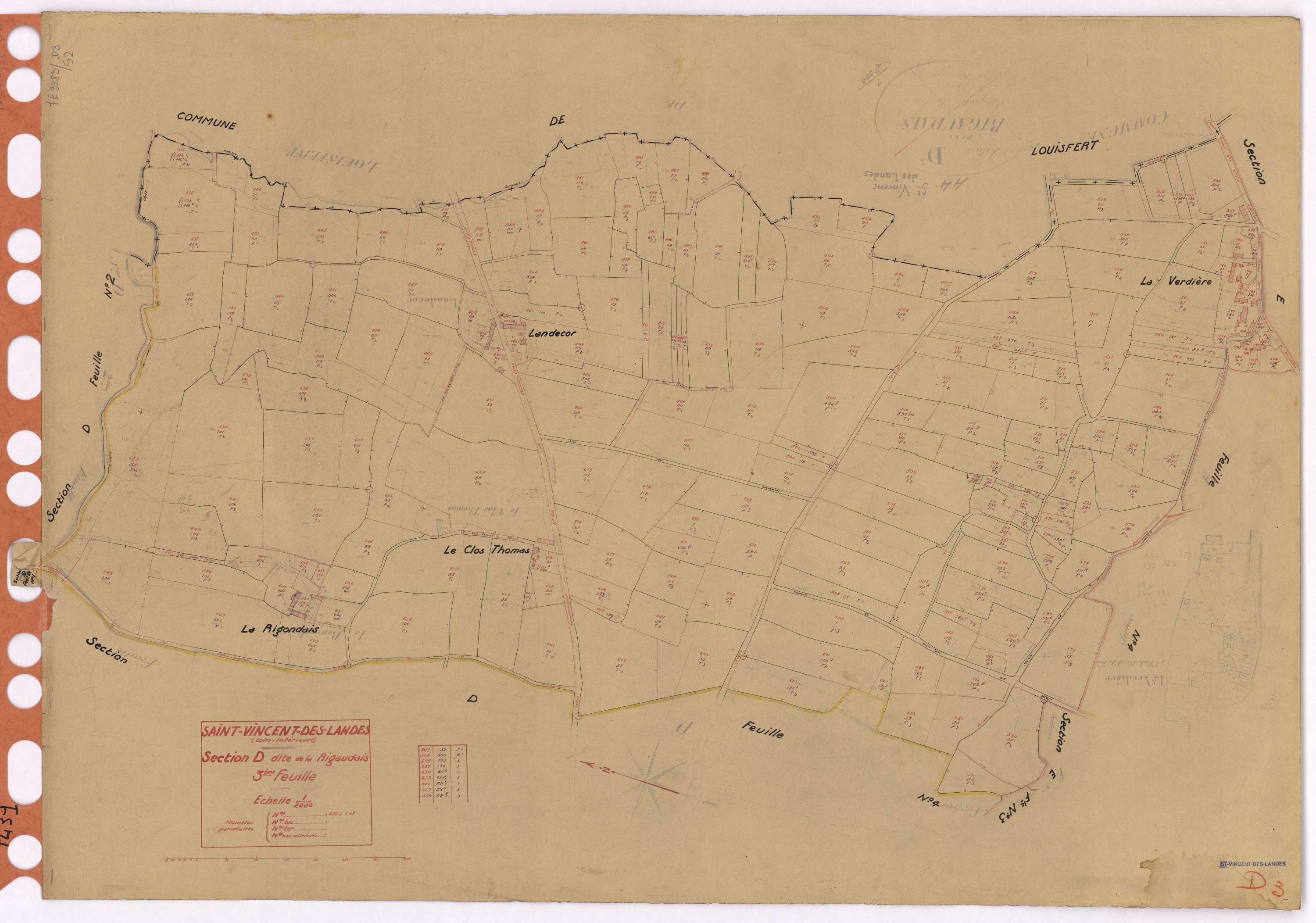 Saint-Vincent-des-Landes - Section D3 Rigaudais (section de La) ; 435-649