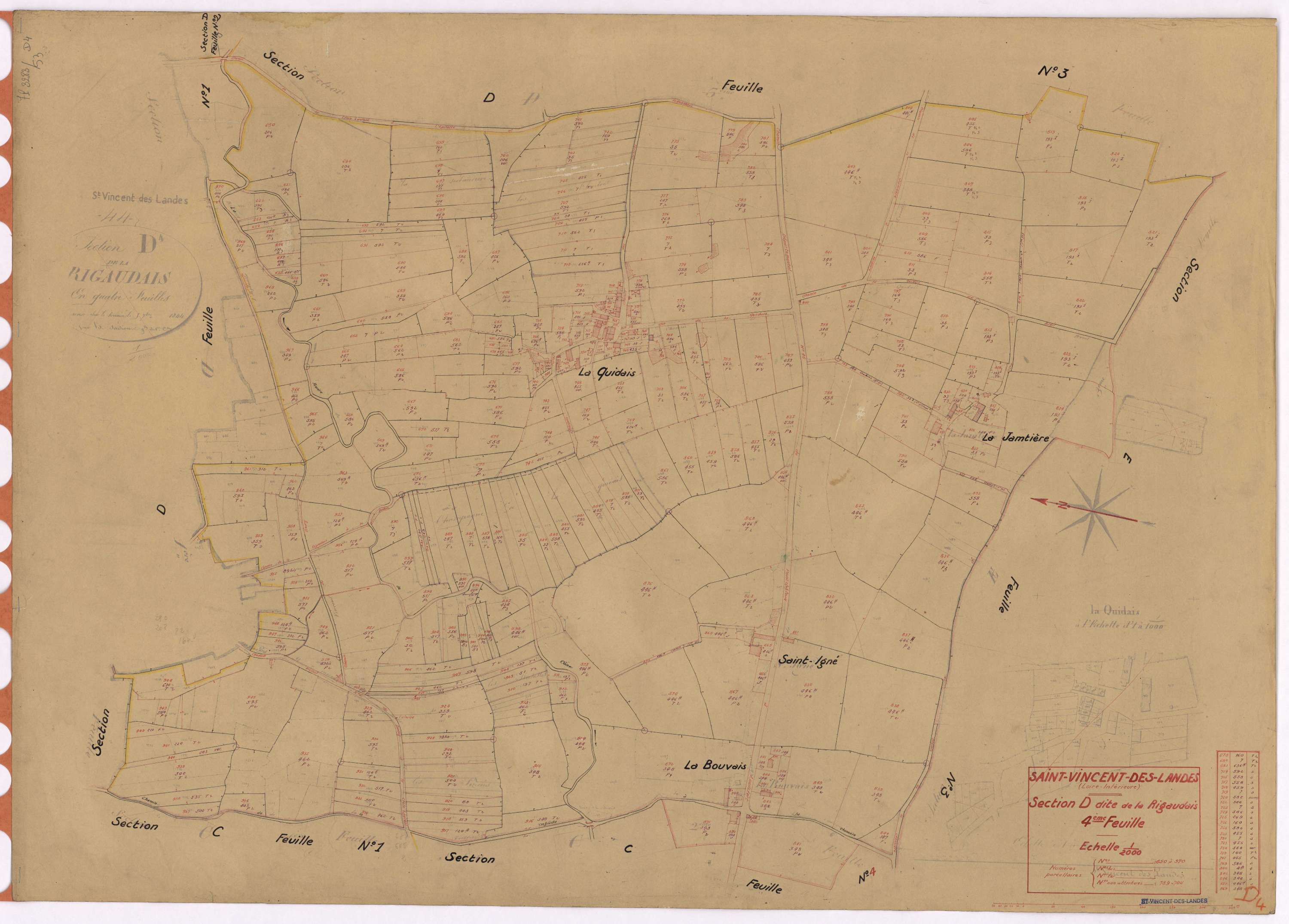 Saint-Vincent-des-Landes - Section D4 Rigaudais (section de La) ; 650-970