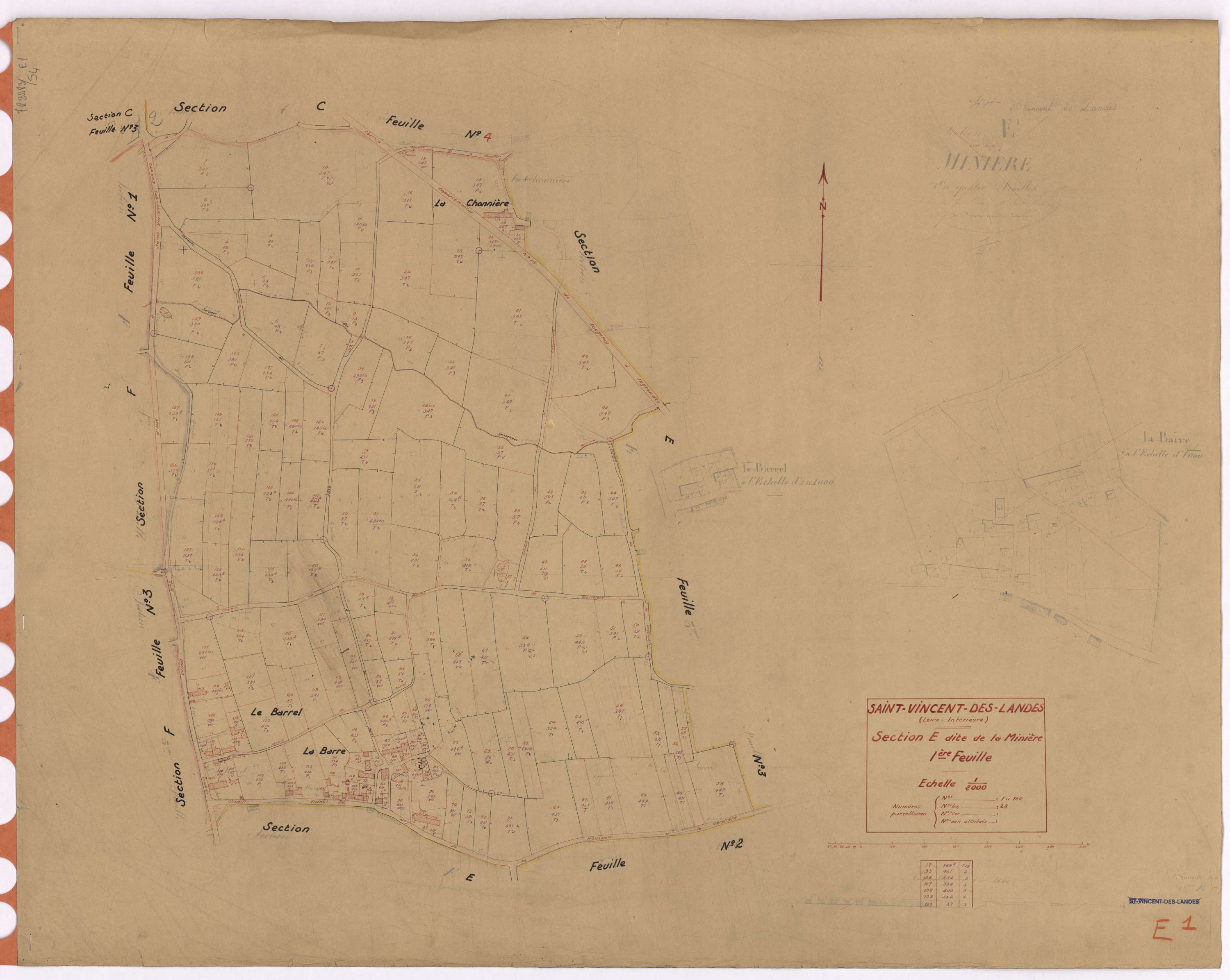 Saint-Vincent-des-Landes - Section E1 Minière (section de La) ; 1-160
