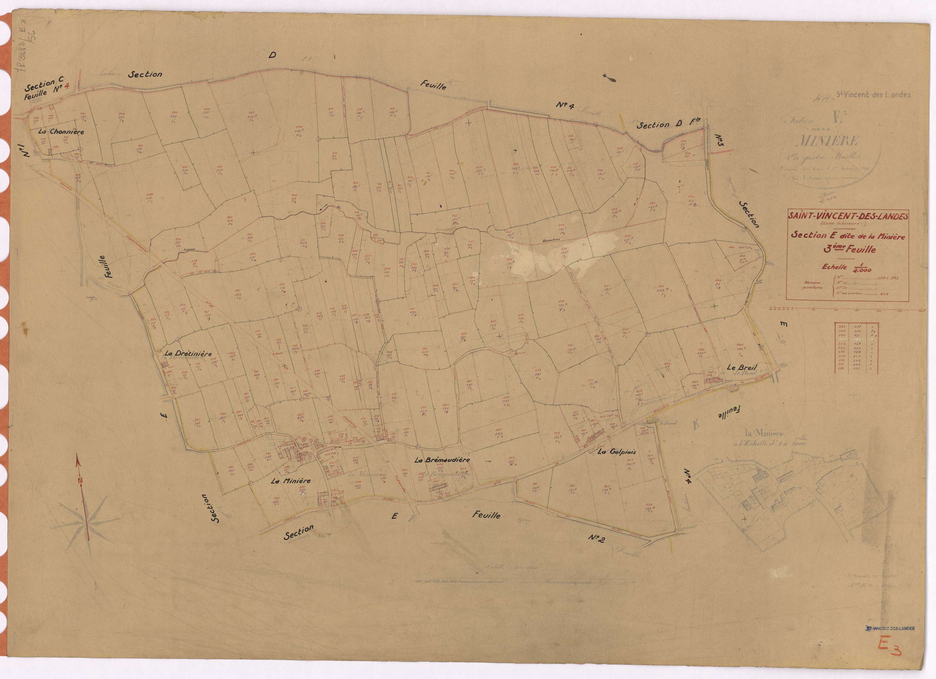 Saint-Vincent-des-Landes - Section E3 Minière (section de La) ; 389-593